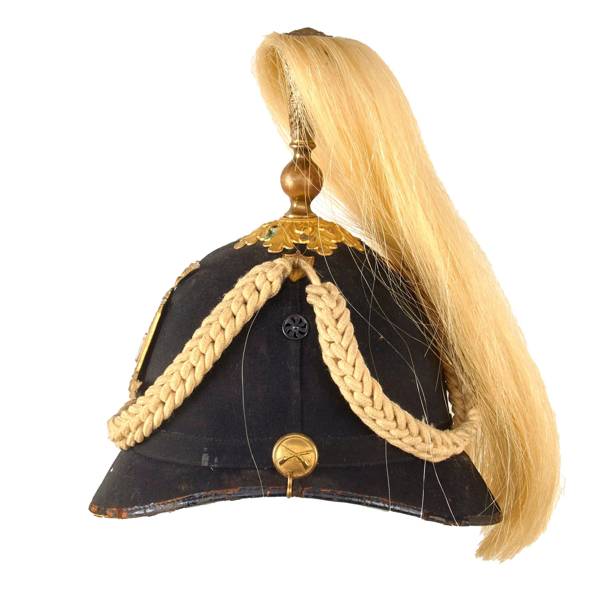 Original U.S. Indian Wars 1881 Model New York 1st Infantry Regiment Dress Helmet with Plume & Cords by Ridabock & Co. — image 8