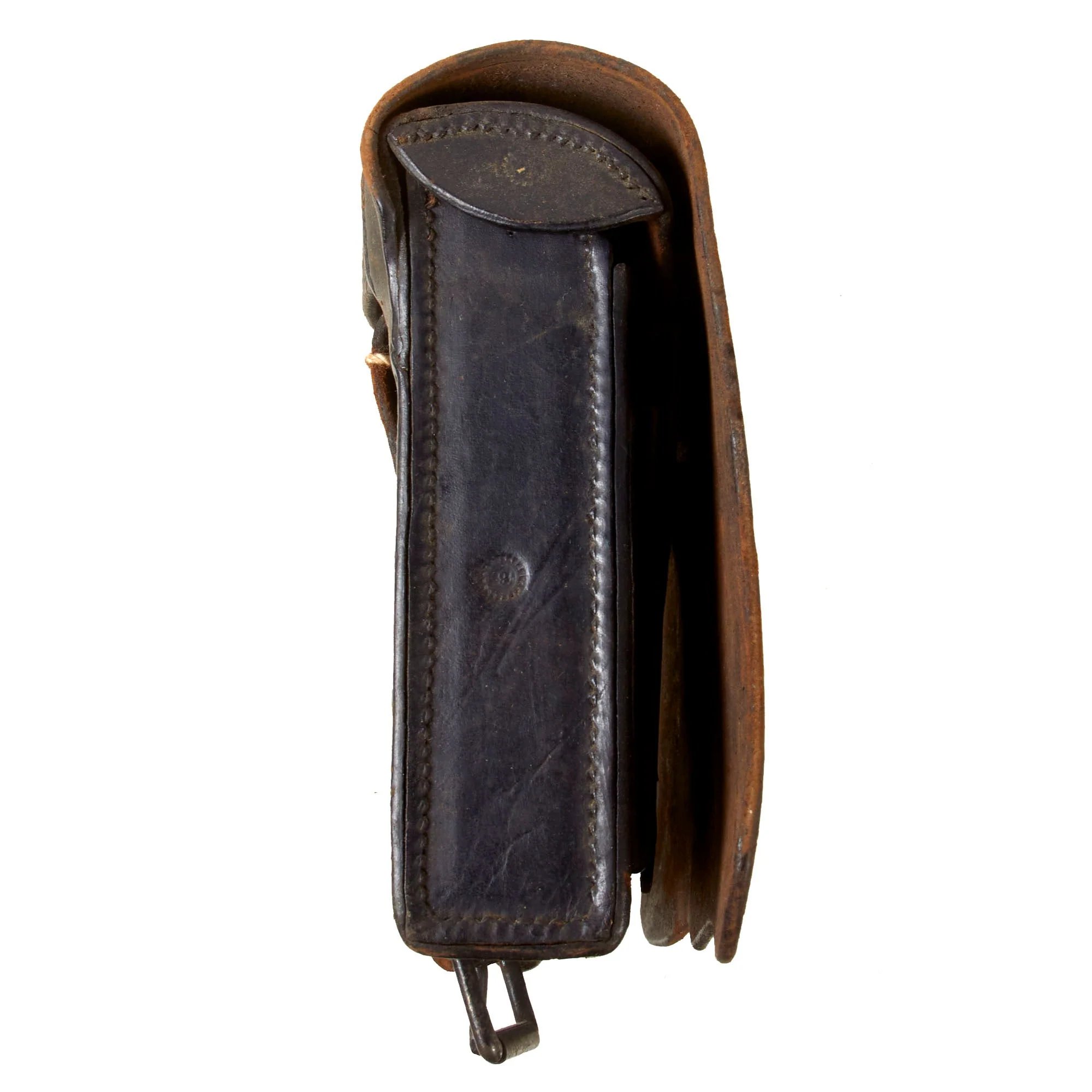 Original U.S. Civil War Model 1861 Cartridge Box with Original Tins and Note Attributing Box to Robert Miller of St. Louis - Died of Epidemic During War - Missing Box Plate — image 3