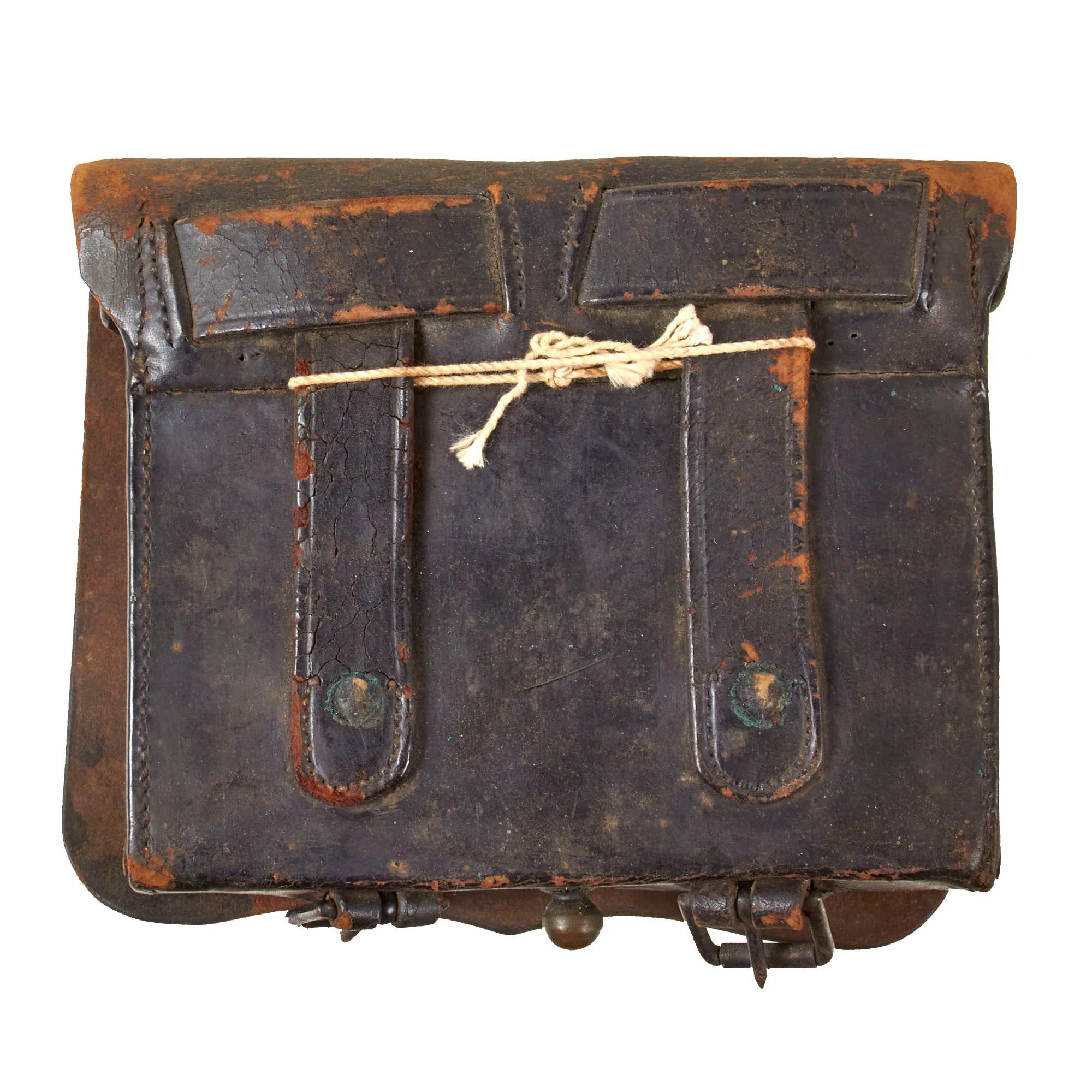 Original U.S. Civil War Model 1861 Cartridge Box with Original Tins and Note Attributing Box to Robert Miller of St. Louis - Died of Epidemic During War - Missing Box Plate — image 8