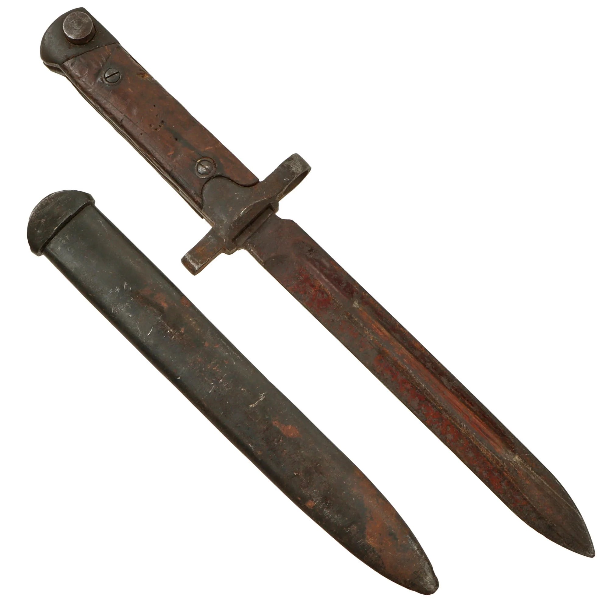 Original Italian WWII M1938 Mannlicher Carcano Short Rifle Folding Converted to Fixed Blade Bayonet with Scabbard — image 2