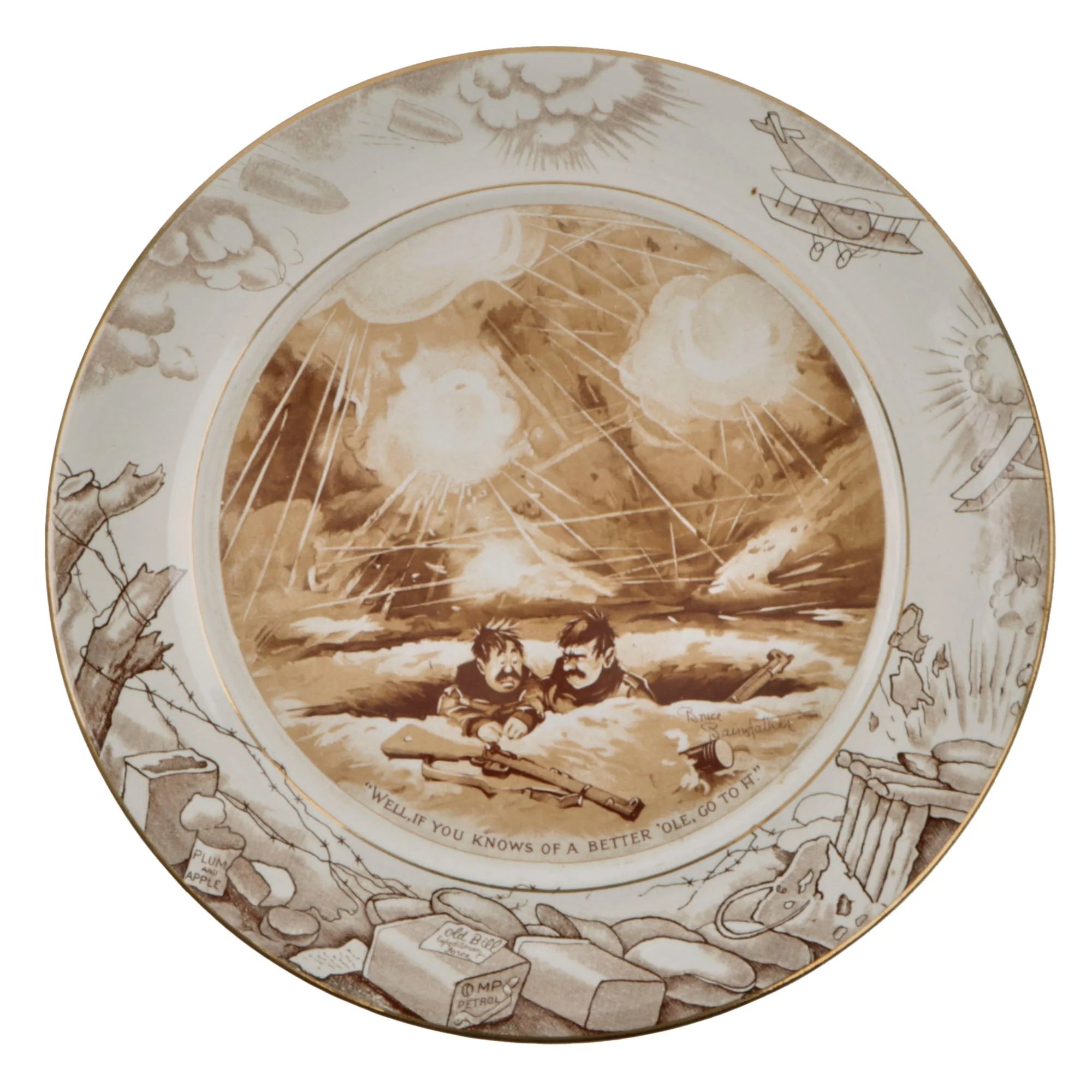 Original British WWI Bruce Bairnsfather Cartoon Books with War Relief Plates - Rare — image 2