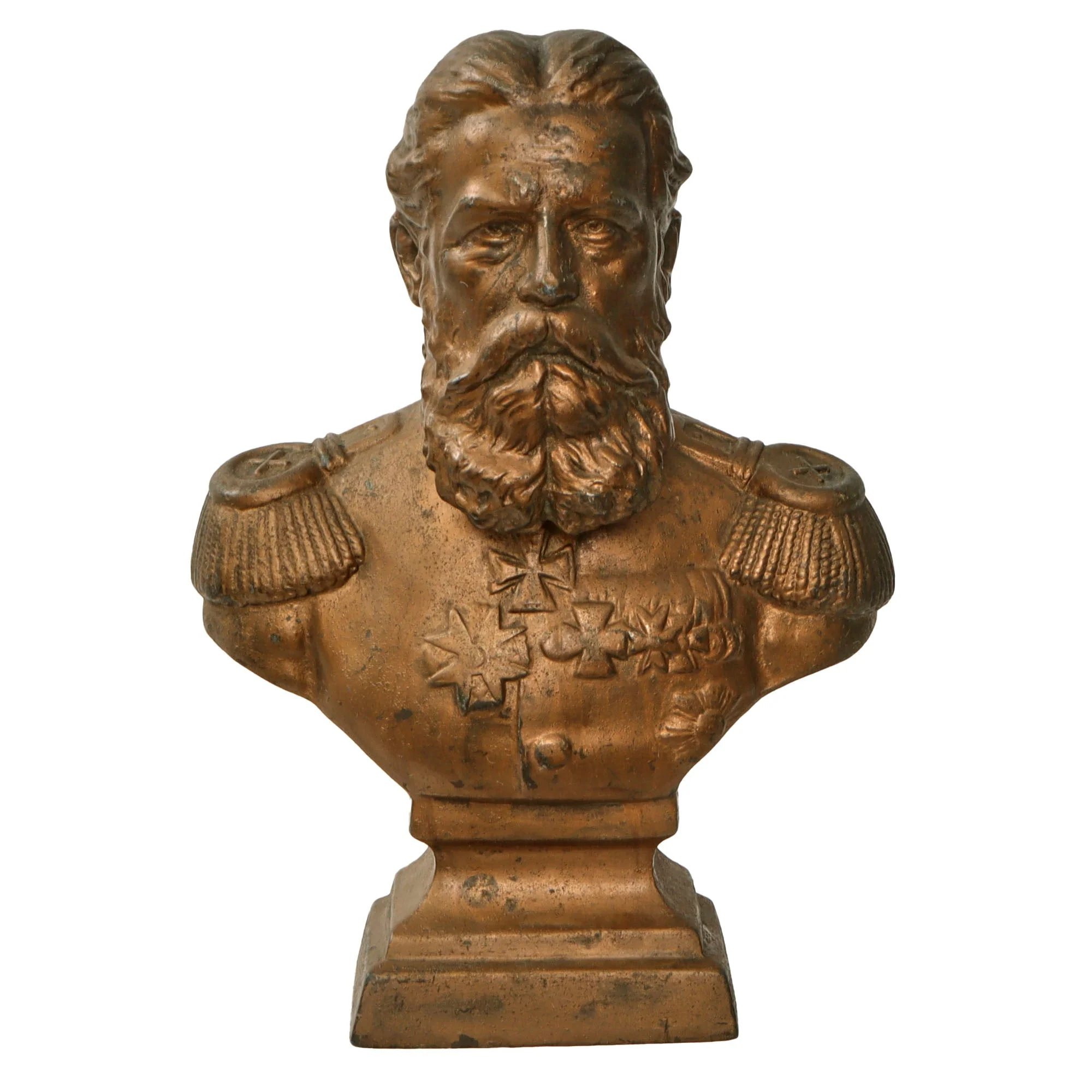 Original Imperial German Pre-WWI Frederick III German Emperor Bust - 6 ¼' Tall — image 2