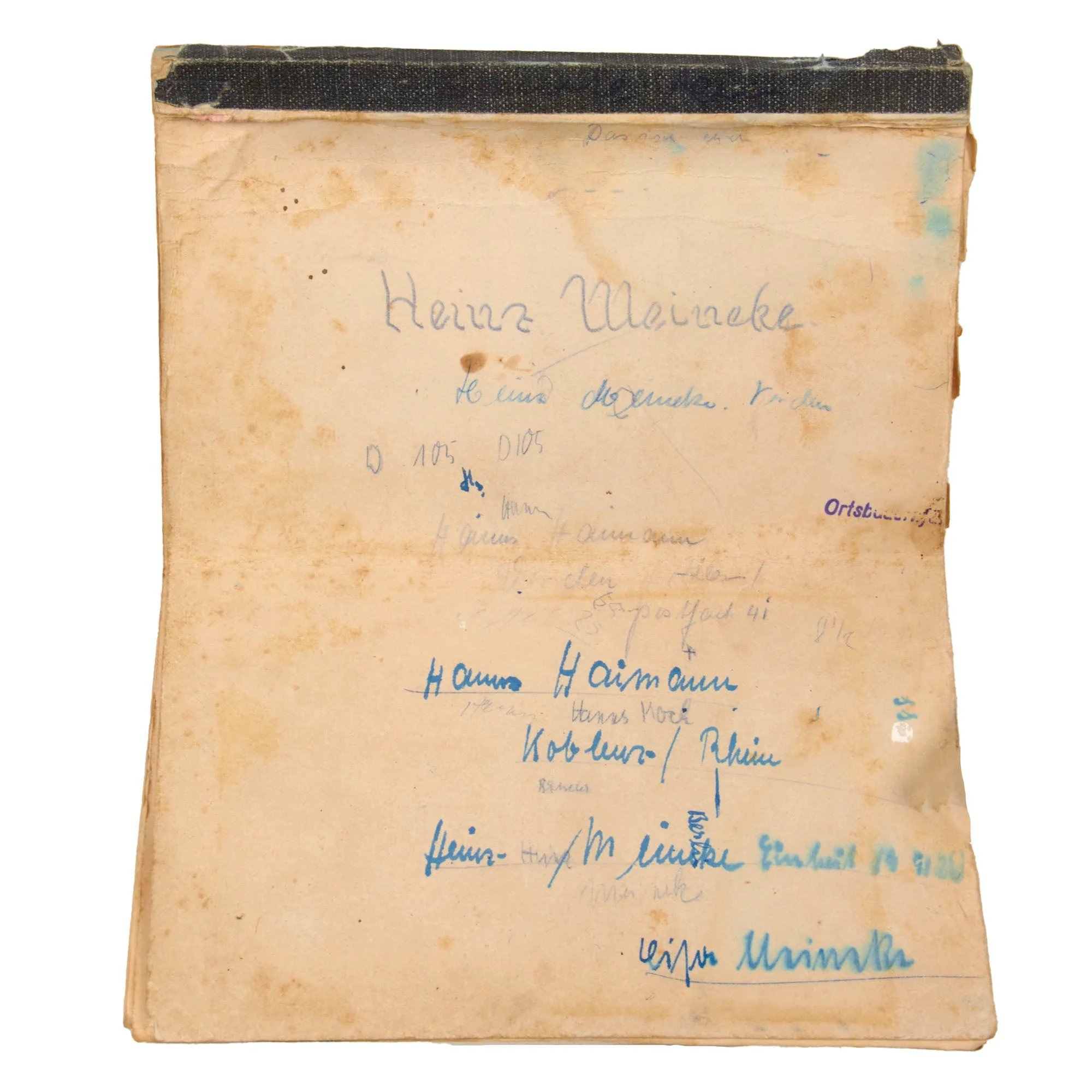 Original German WWII M35 Black Leather Dispatch Map Case with Antitank Unit Marked Plastic Insert — image 3