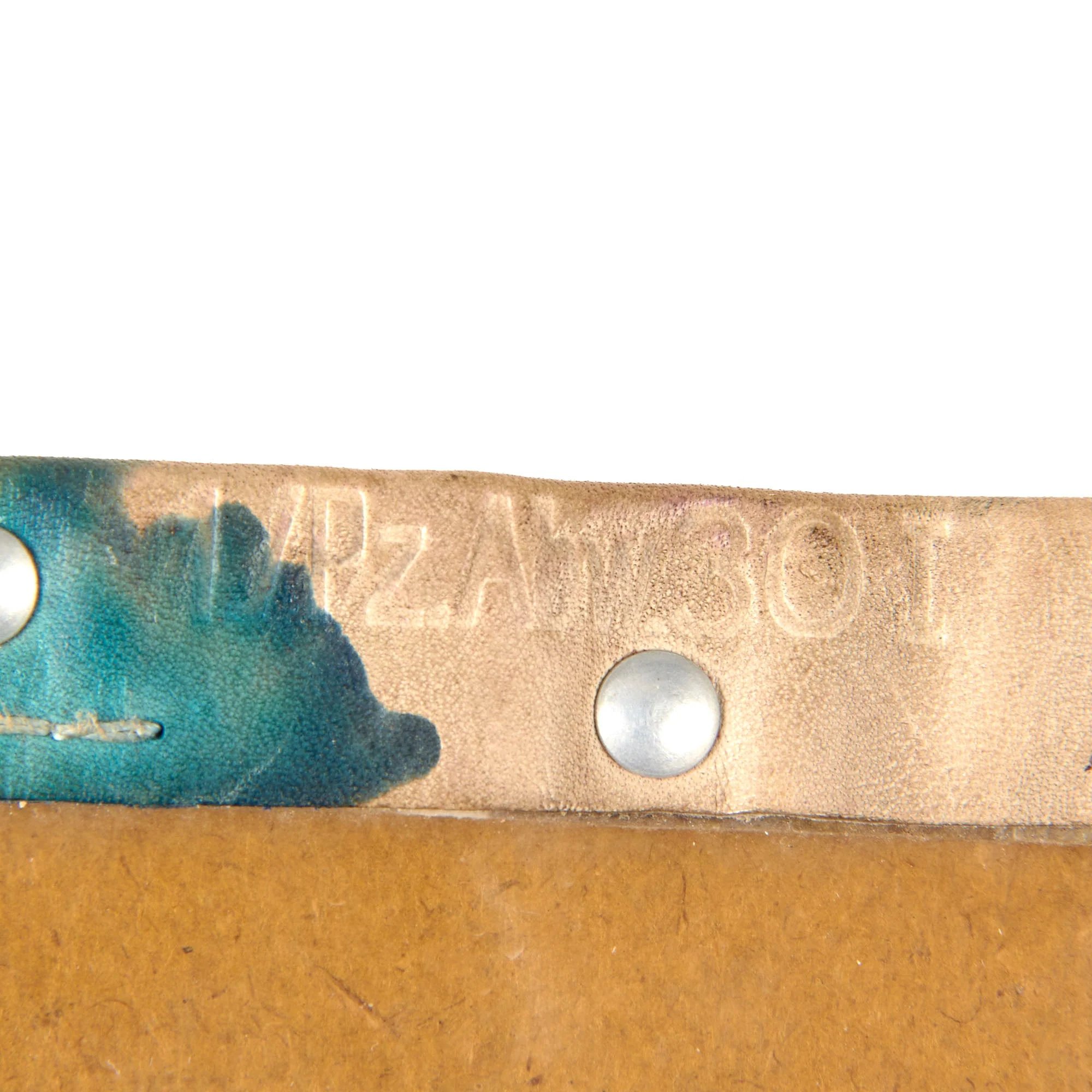 Original German WWII M35 Black Leather Dispatch Map Case with Antitank Unit Marked Plastic Insert — image 5