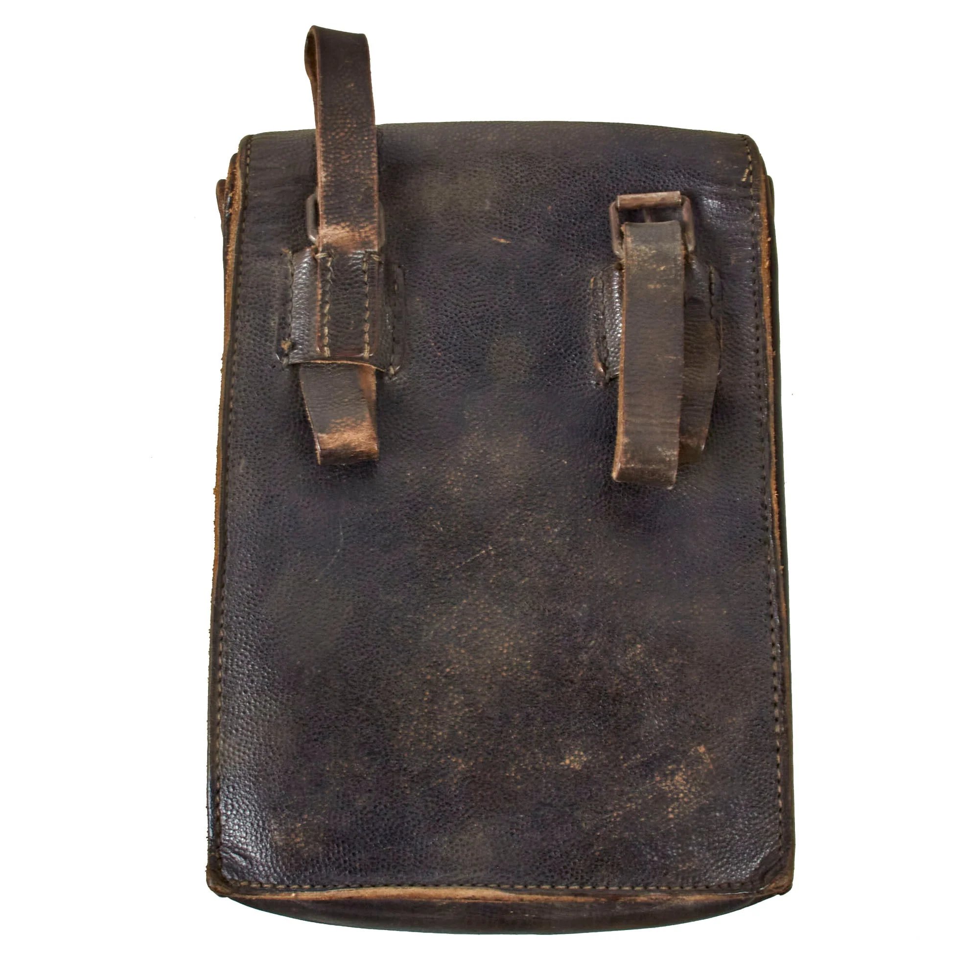 Original German WWII M35 Black Leather Dispatch Map Case with Antitank Unit Marked Plastic Insert — image 9