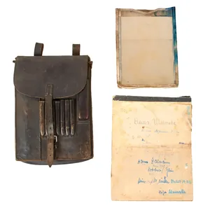 Original German WWII M35 Black Leather Dispatch Map Case with …