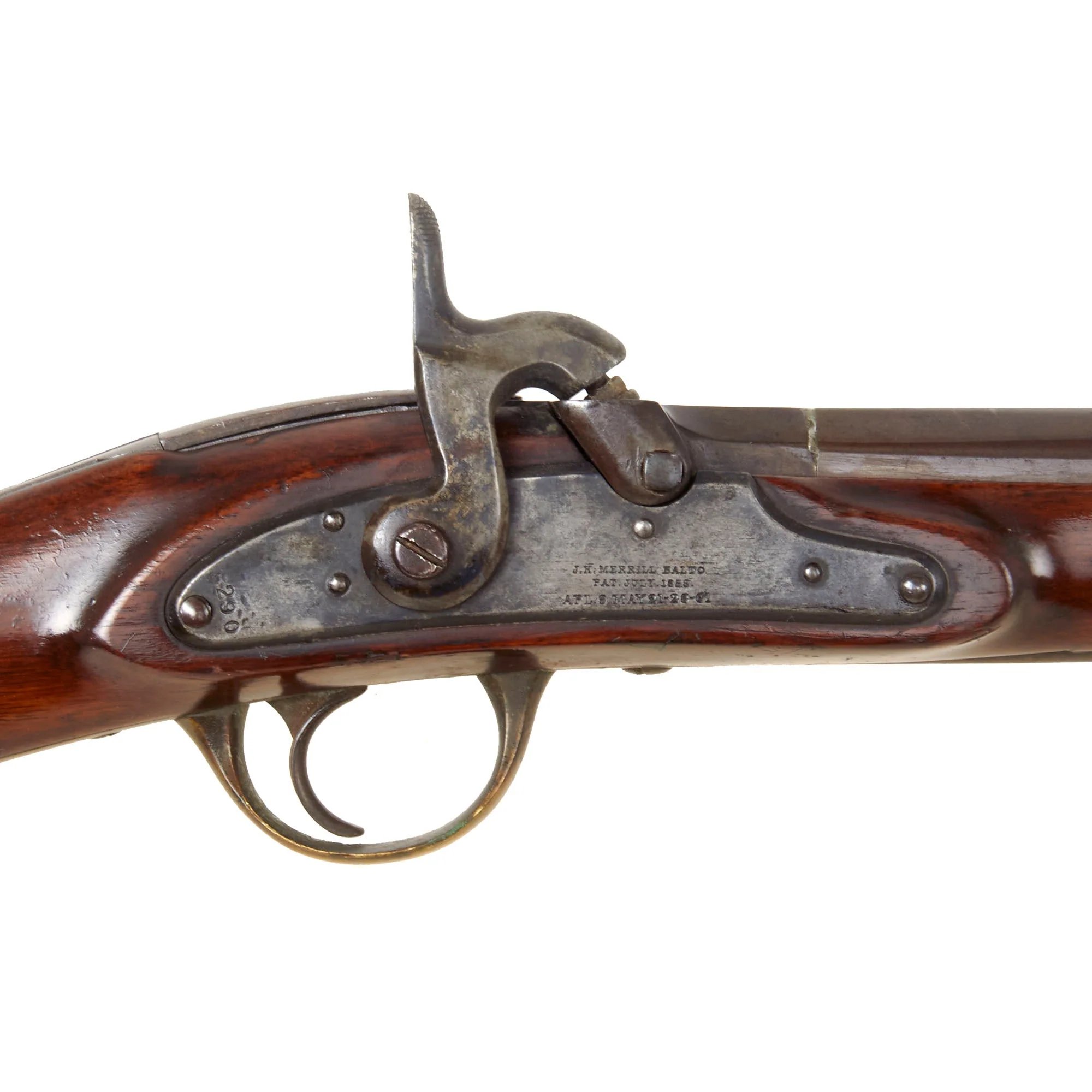 Original U.S. Civil War J.H. Merrill M1858 Breech Loading Cavalry Carbine Converted to Muzzle Loading Short Rifle - Serial 5290 — image 9