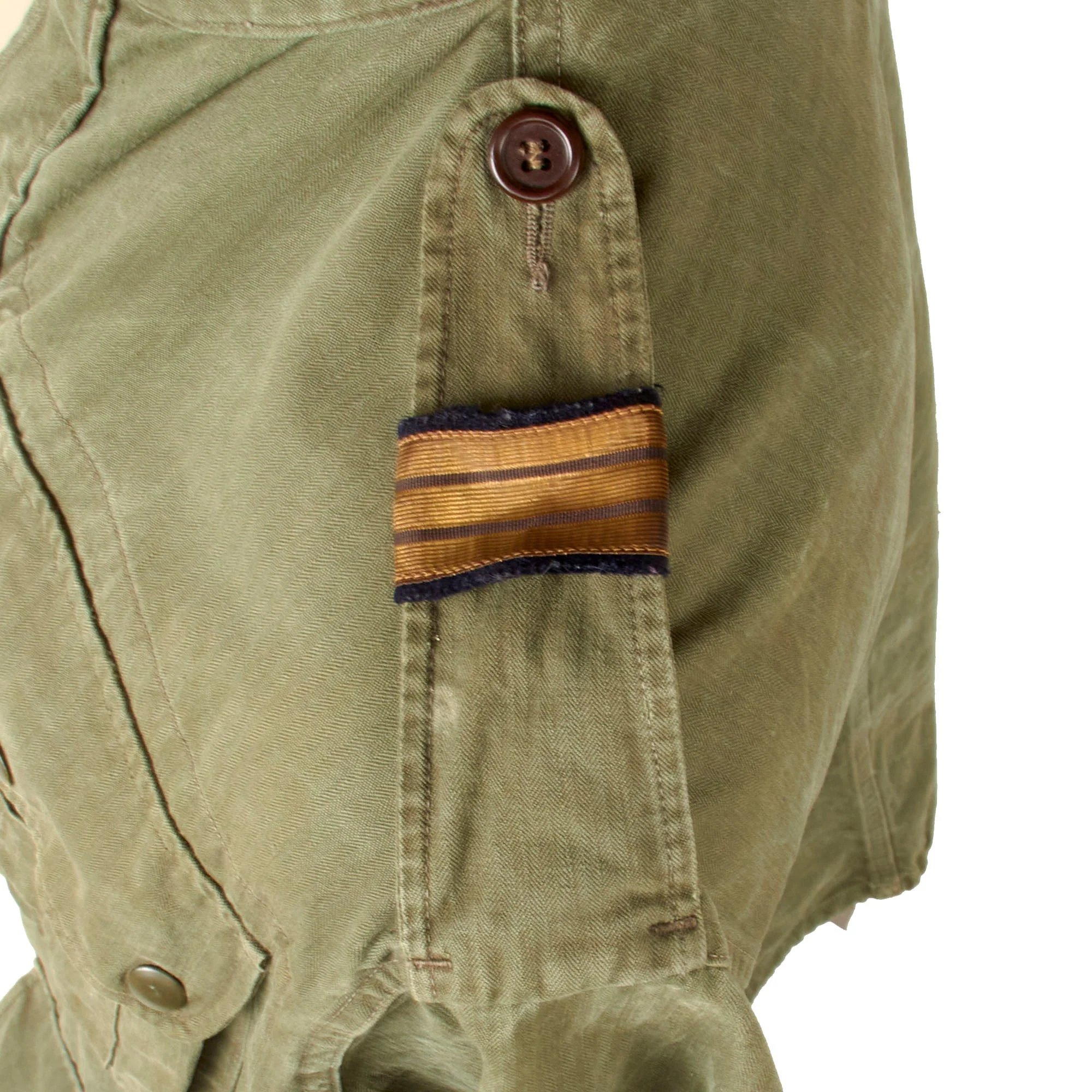 Original French First Indochina War Era TAP 47/56 Olive Drab Parachute Smock with Cap & 11th French Airborne Division Patch — image 4