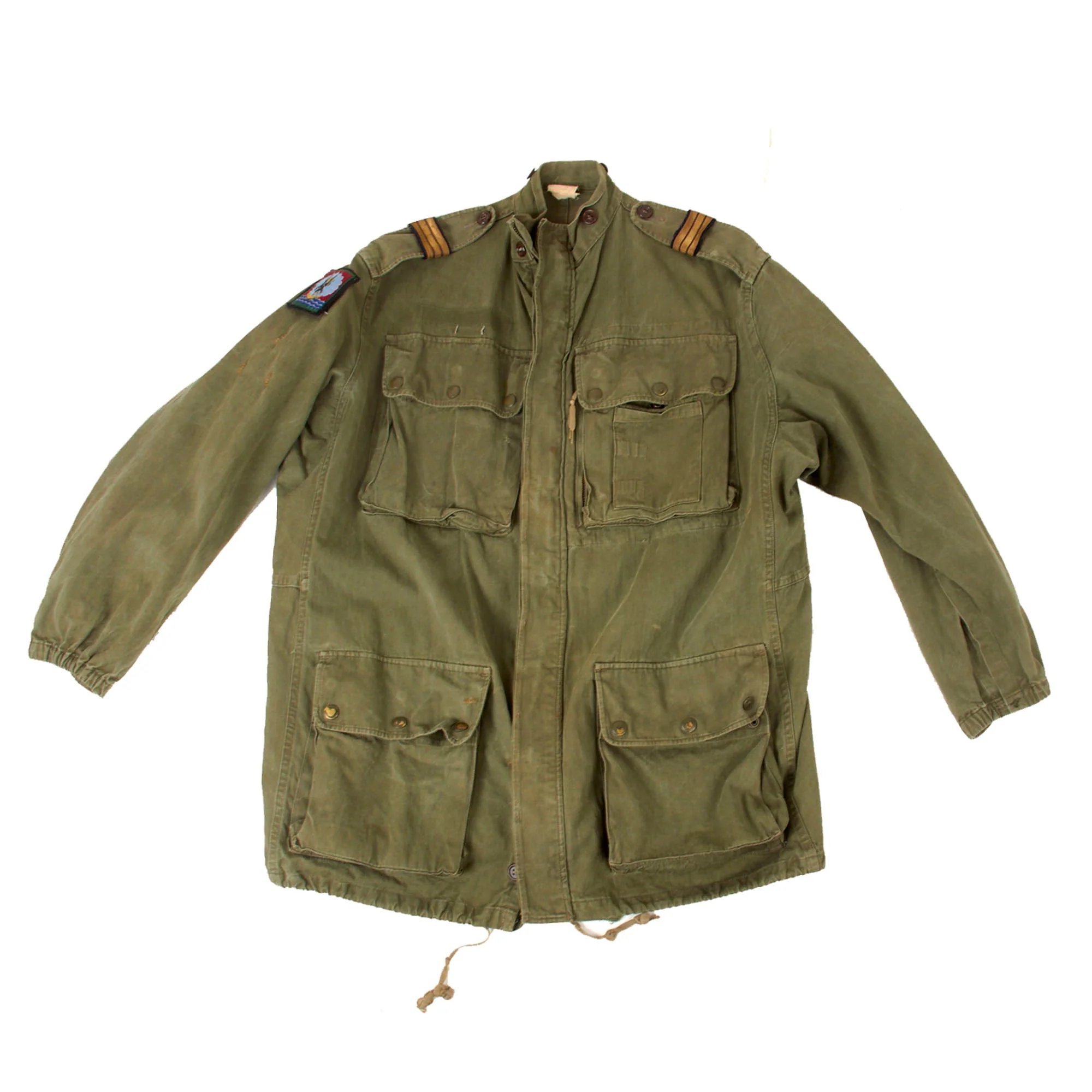 Original French First Indochina War Era TAP 47/56 Olive Drab Parachute Smock with Cap & 11th French Airborne Division Patch — image 9