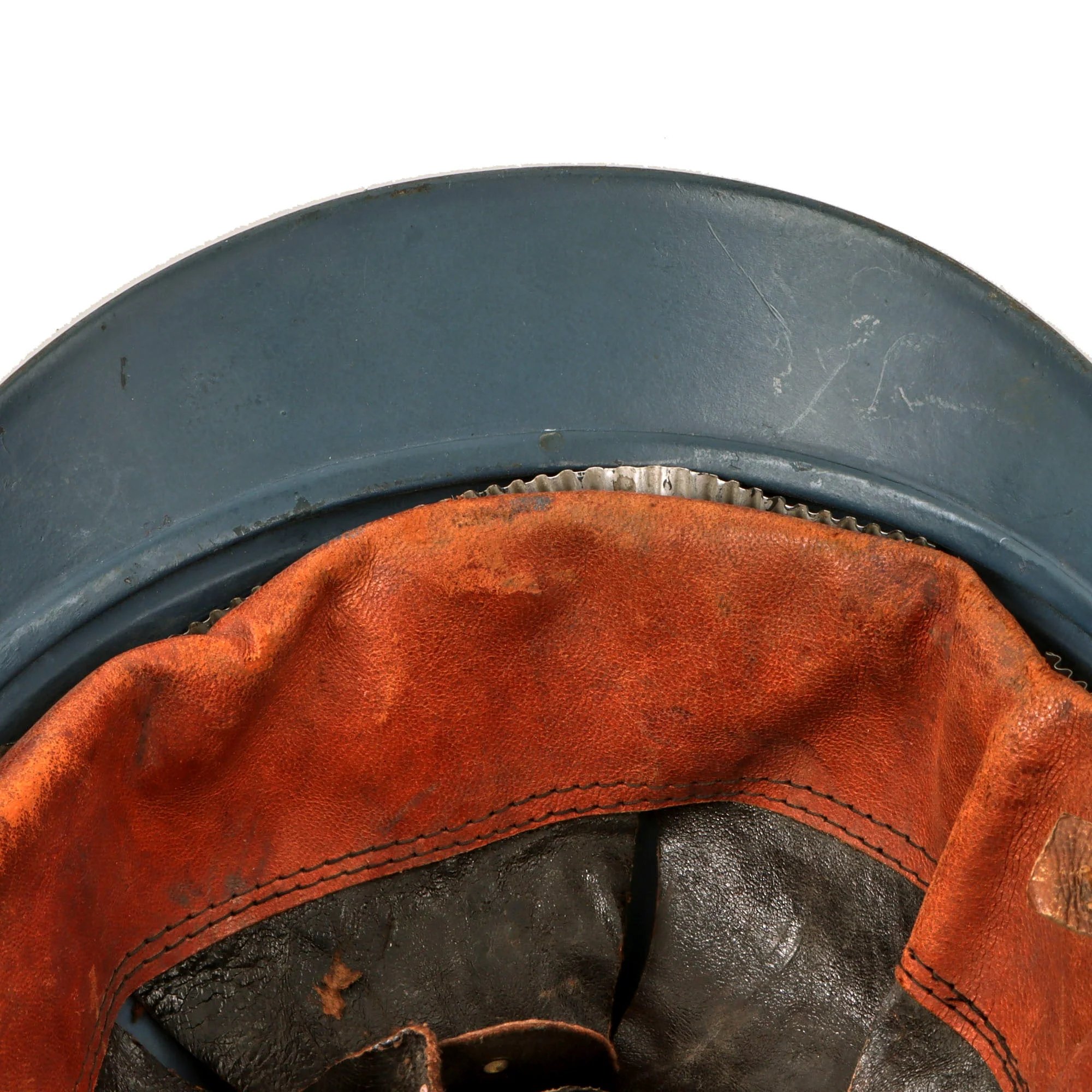Original French Post-WWI 1920s Issue Model 1915 Air Force Adrian Helmet in Horizon Blue with 2nd Pattern Liner — image 10