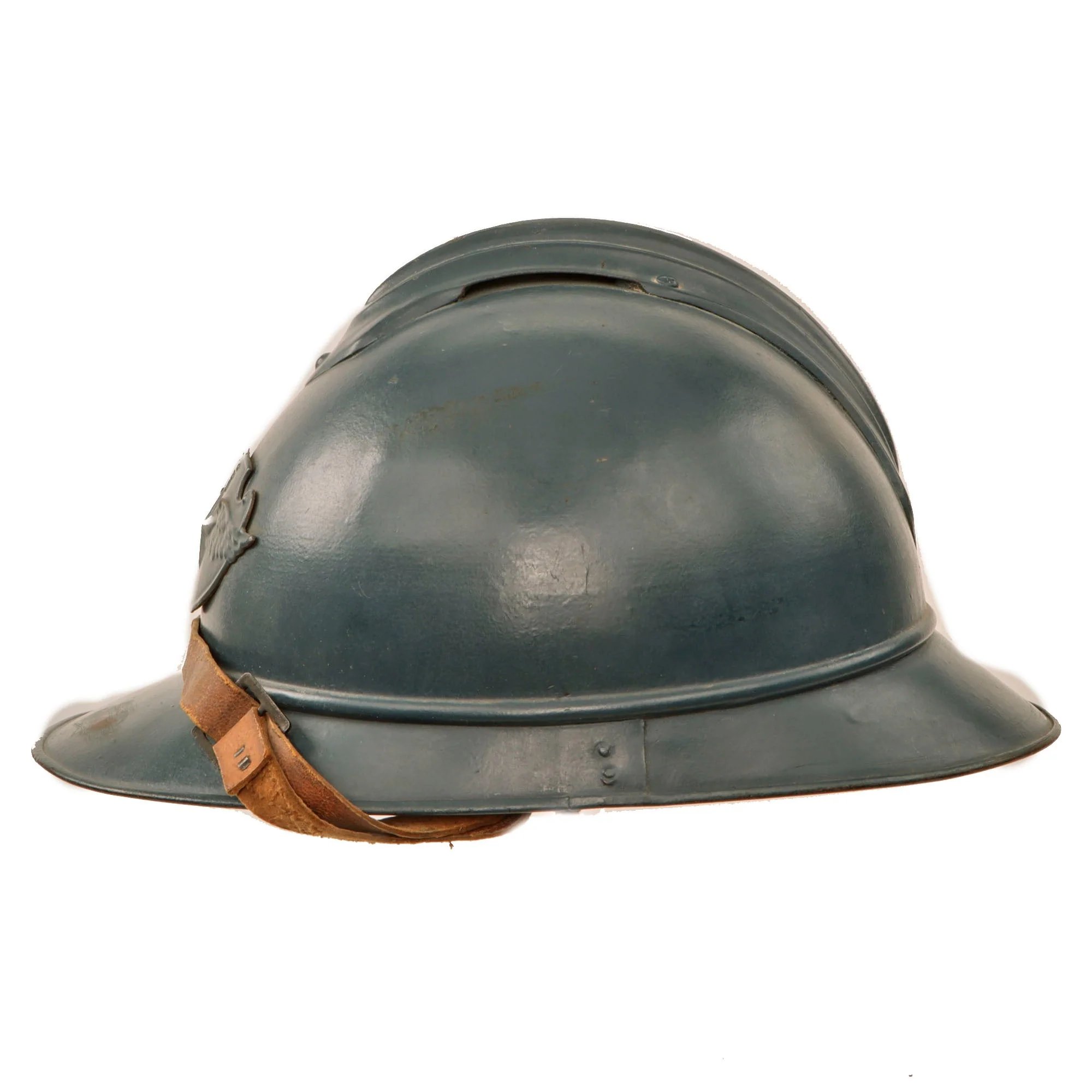 Original French Post-WWI 1920s Issue Model 1915 Air Force Adrian Helmet in Horizon Blue with 2nd Pattern Liner — image 7