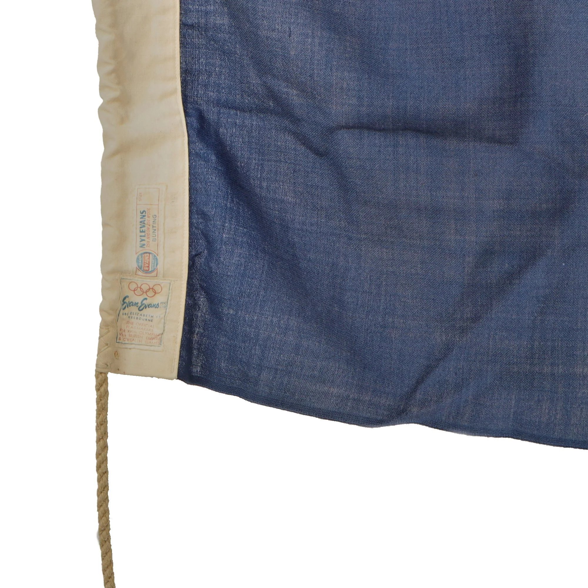 Original Australian Post-WWII Era Applique Large Heavy Cotton Flag by Evan Evans of Melbourne - Official Flagmaskers for XVIth Olympiad 1956 - 31 x 70' — image 4