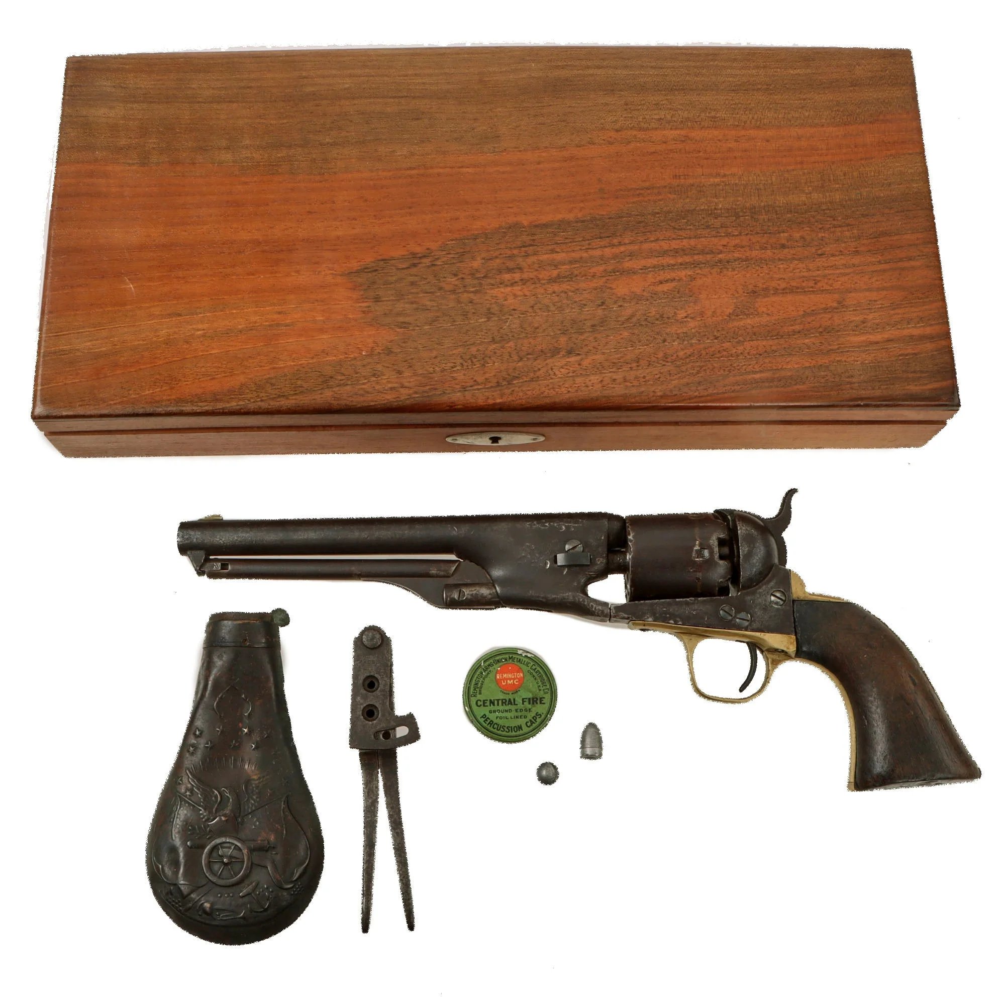 Original U.S. Civil War Colt Model 1861 Navy .36cal Percussion Revolver Made in 1862 with Custom Wood Case and Accessories - Serial 7877 — image 2