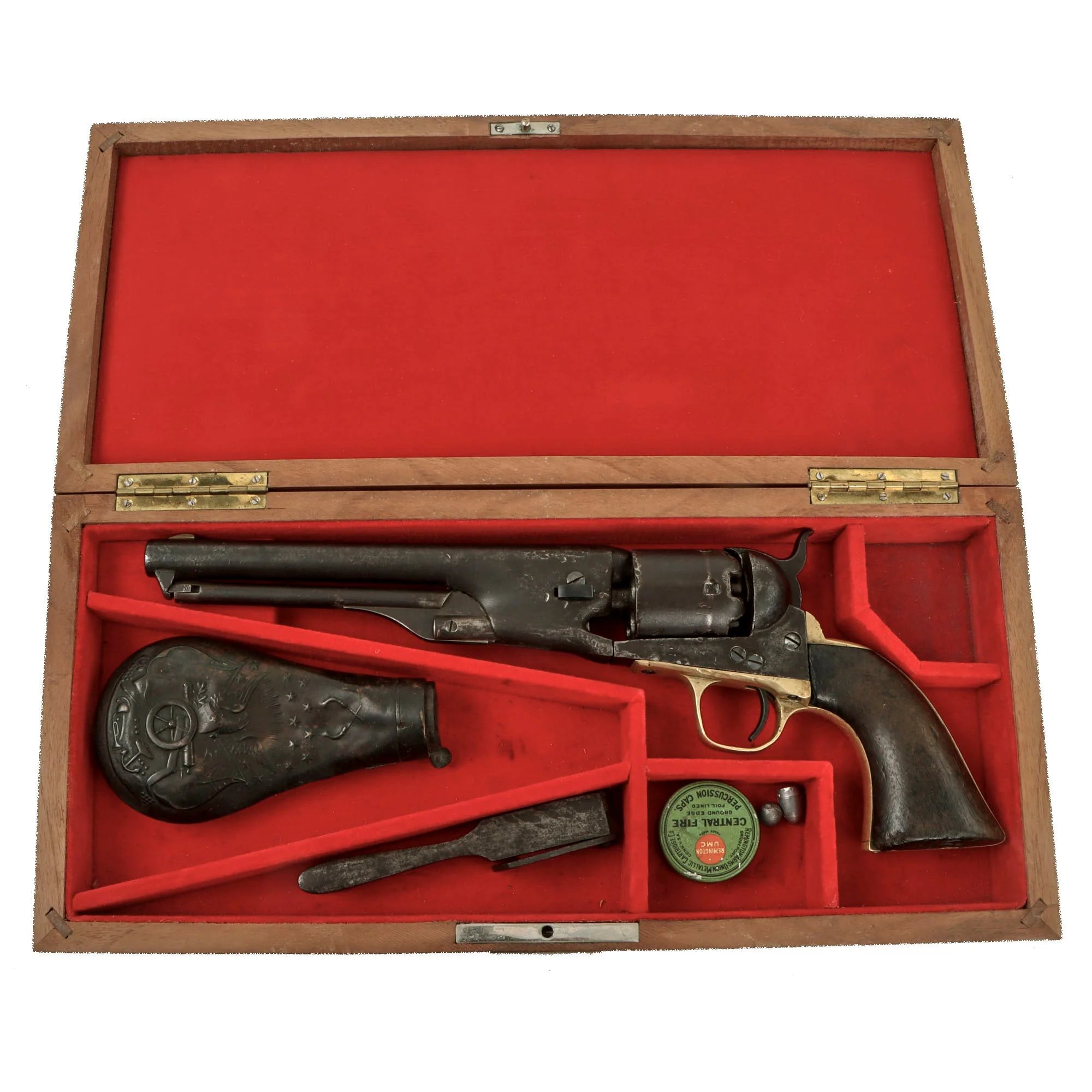 Original U.S. Civil War Colt Model 1861 Navy .36cal Percussion Revolver Made in 1862 with Custom Wood Case and Accessories - Serial 7877 — image 3