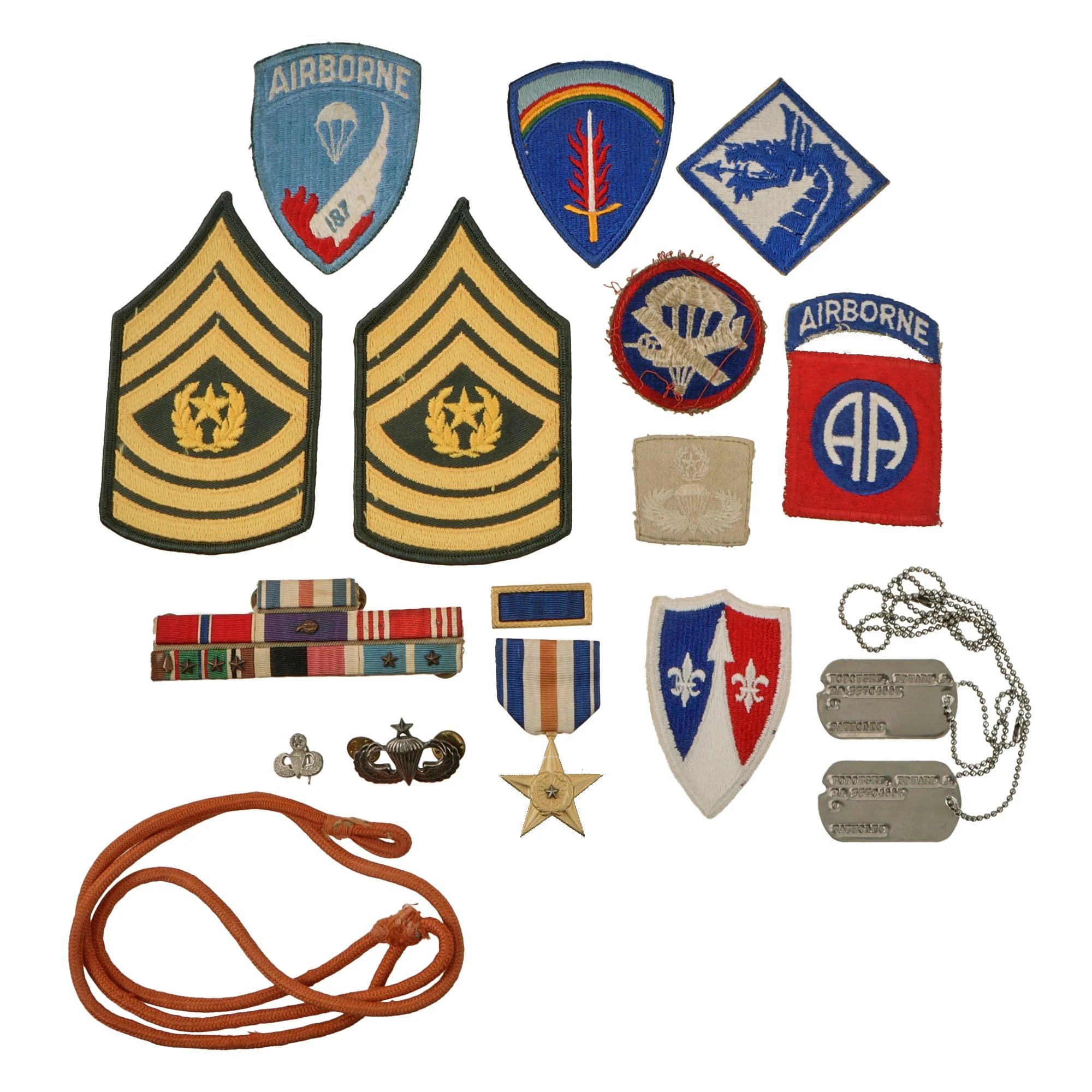 Original U.S. WWII & Korean War Dog Tag & Insignia Grouping to 508th PIR 82nd Airborne Paratrooper, 187th PIR in Korea Edward J. Wodowski 'Woody' — image 2