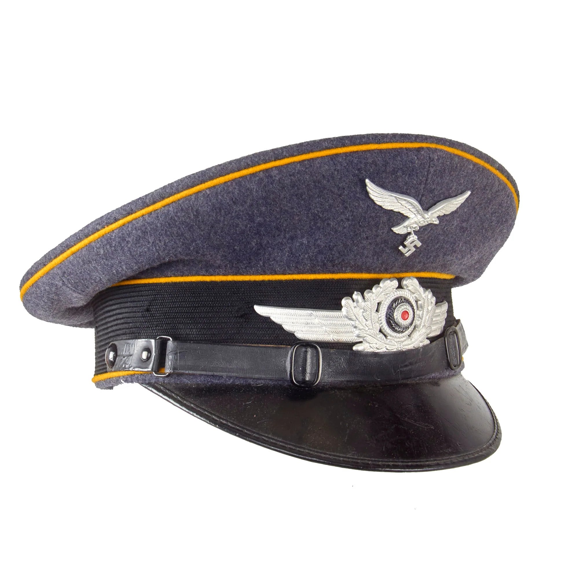 Original German WWII Unit Marked 1938 Dated Luftwaffe Flight Branch EM/NCO Schirmmütze Visor Cap by Gebrüder Alm - size 57 — image 12