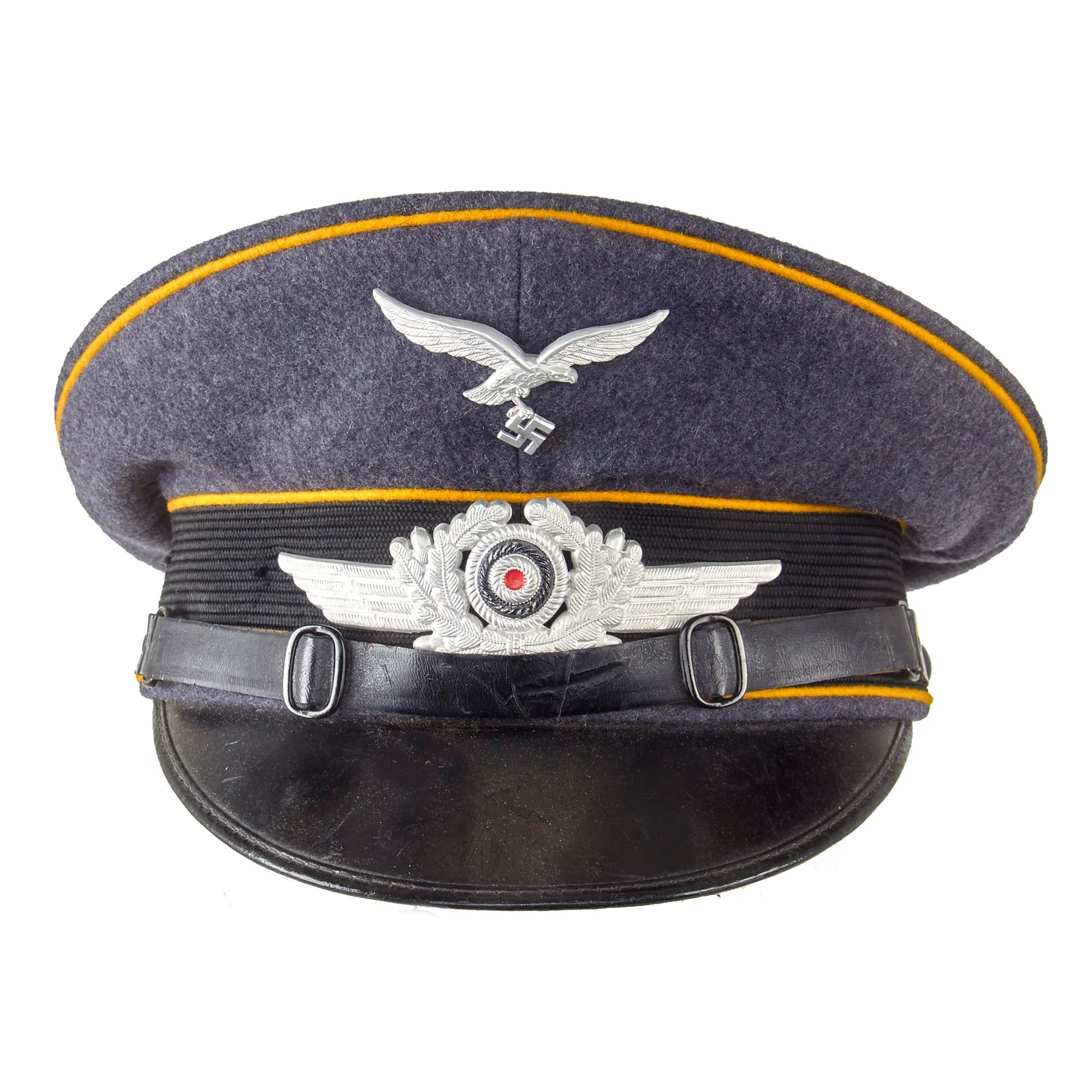 Original German WWII Unit Marked 1938 Dated Luftwaffe Flight Branch EM/NCO Schirmmütze Visor Cap by Gebrüder Alm - size 57 — image 2