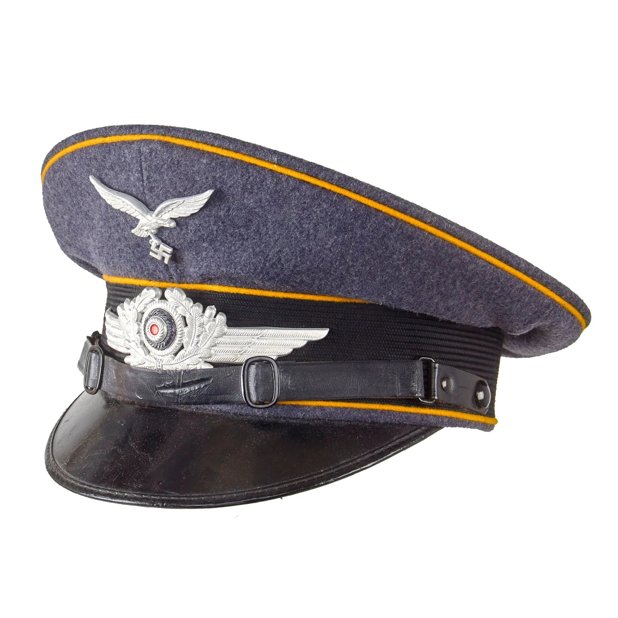 Original German WWII Unit Marked 1938 Dated Luftwaffe Flight Branch EM/NCO Schirmmütze Visor Cap by Gebrüder Alm - size 57 — image 3