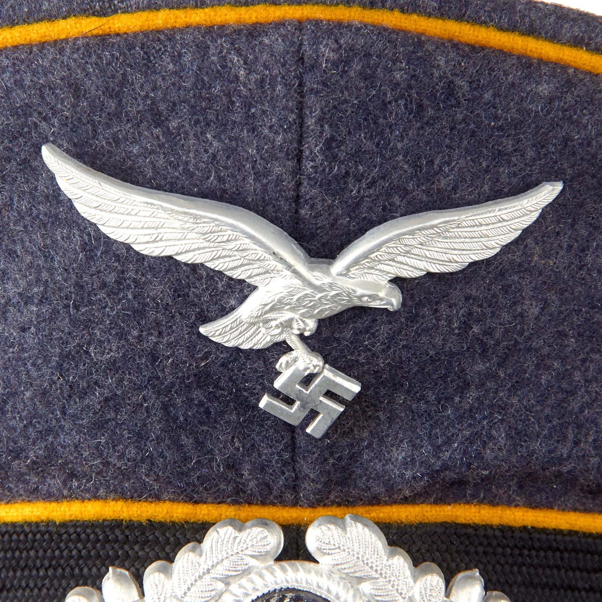 Original German WWII Unit Marked 1938 Dated Luftwaffe Flight Branch EM/NCO Schirmmütze Visor Cap by Gebrüder Alm - size 57 — image 4