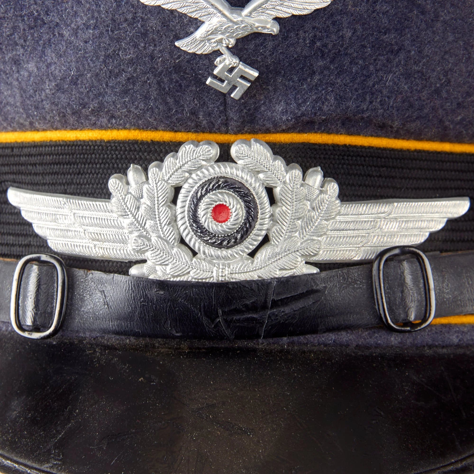 Original German WWII Unit Marked 1938 Dated Luftwaffe Flight Branch EM/NCO Schirmmütze Visor Cap by Gebrüder Alm - size 57 — image 5