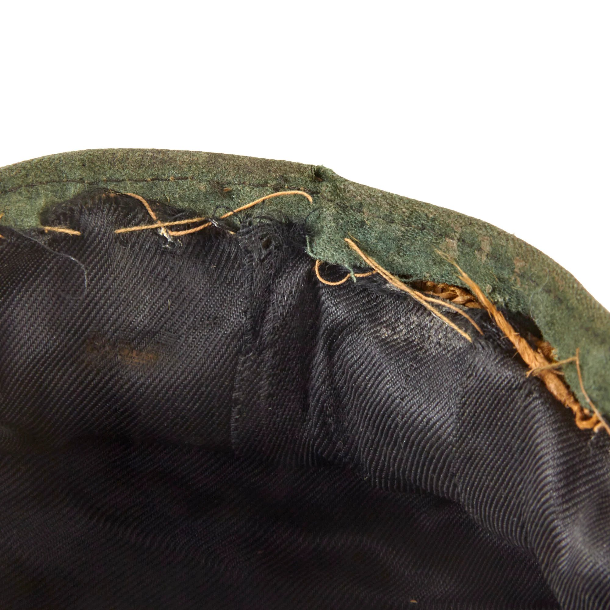 Original German WWII Heer Army Cavalry Officer Schirmmütze Visor Crush Cap with Leather Brim - Missing Sweatband — image 12