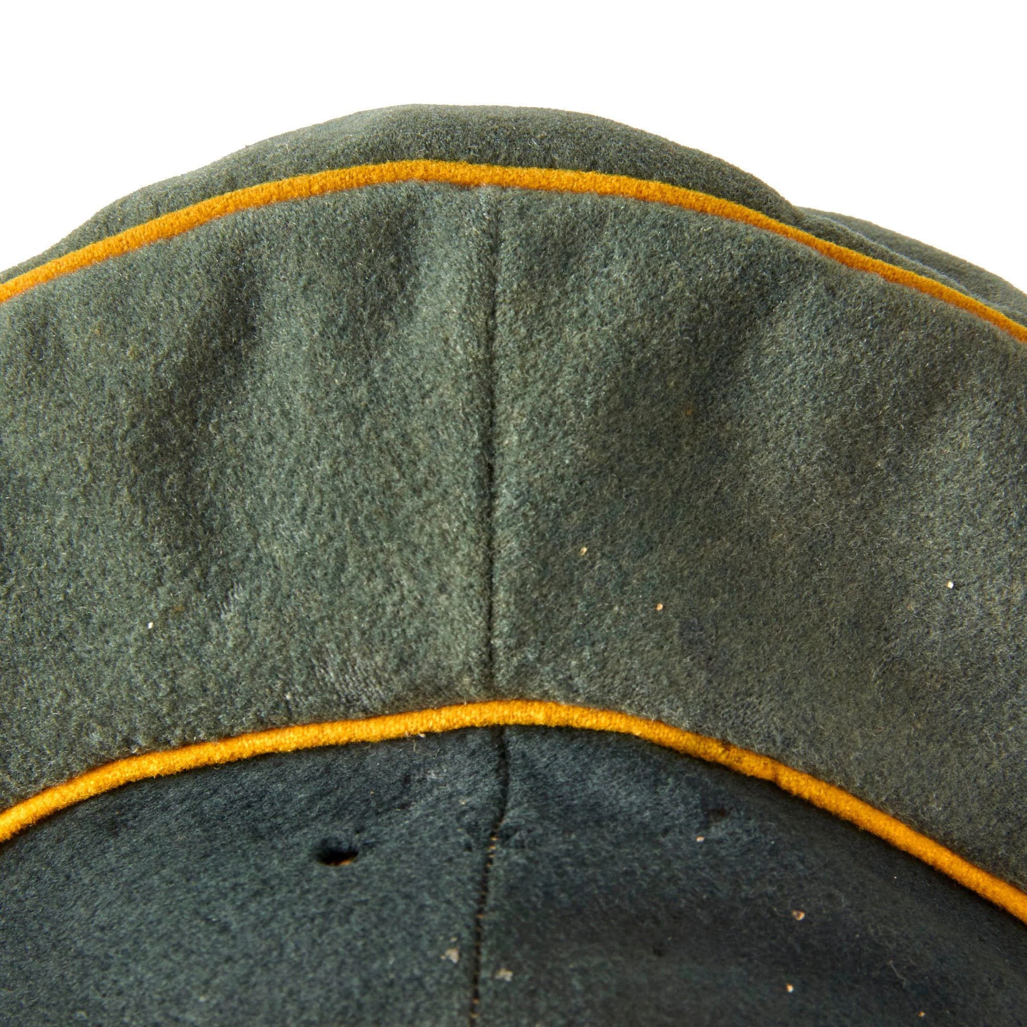 Original German WWII Heer Army Cavalry Officer Schirmmütze Visor Crush Cap with Leather Brim - Missing Sweatband — image 13