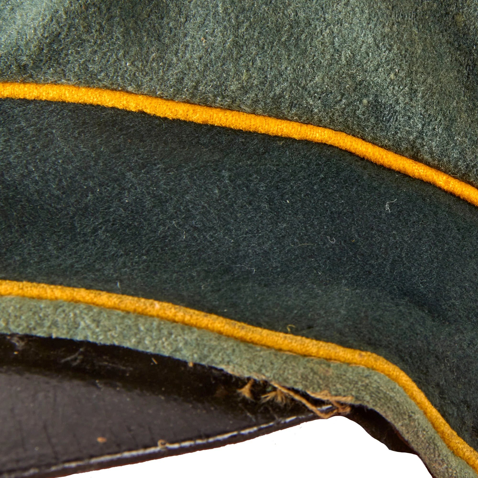 Original German WWII Heer Army Cavalry Officer Schirmmütze Visor Crush Cap with Leather Brim - Missing Sweatband — image 15