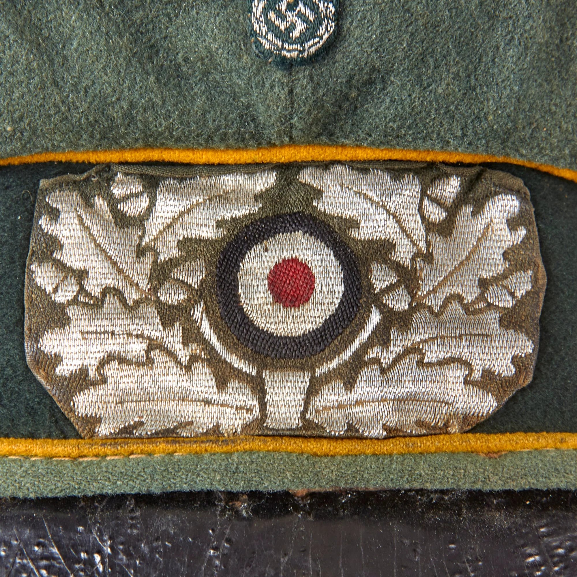 Original German WWII Heer Army Cavalry Officer Schirmmütze Visor Crush Cap with Leather Brim - Missing Sweatband — image 4