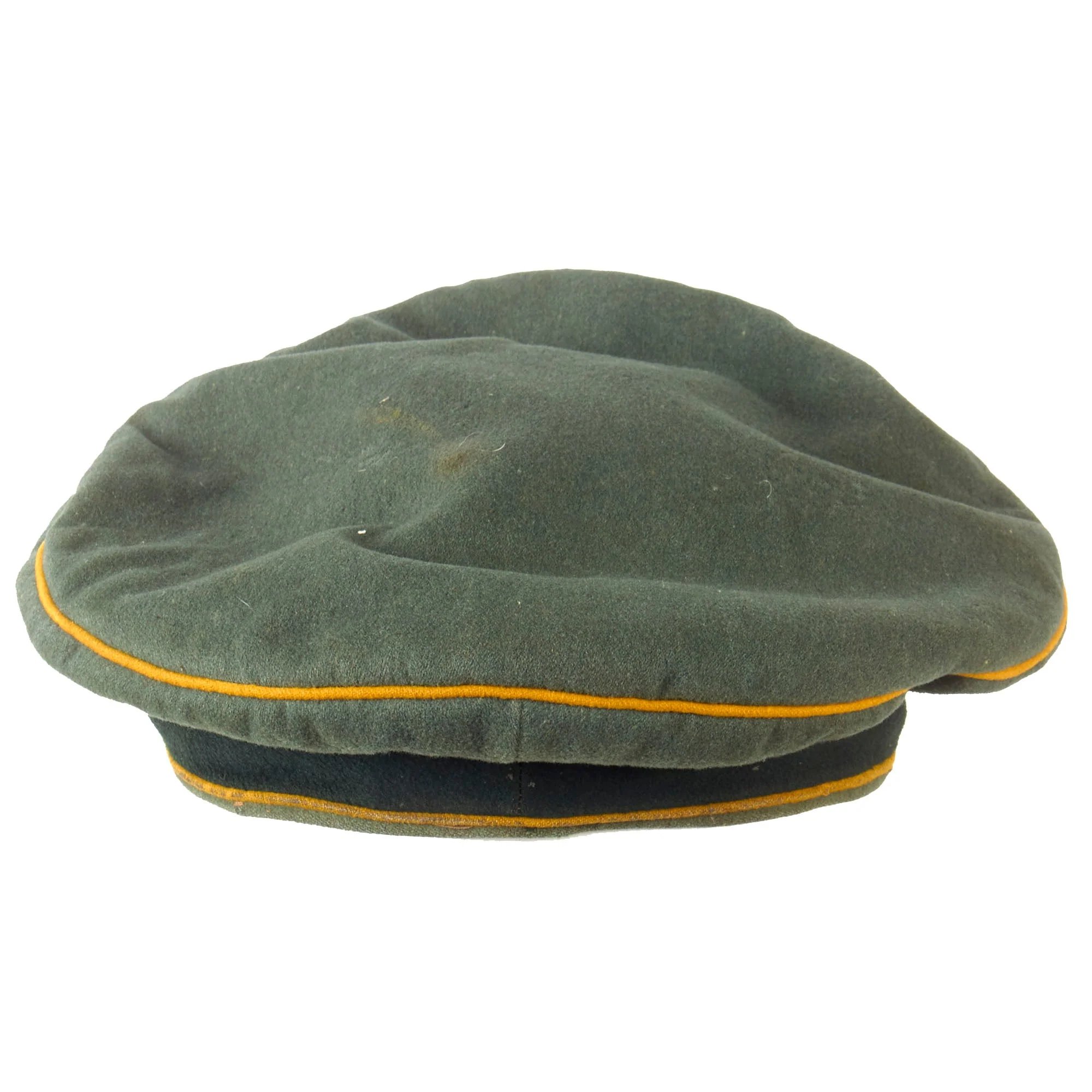 Original German WWII Heer Army Cavalry Officer Schirmmütze Visor Crush Cap with Leather Brim - Missing Sweatband — image 7