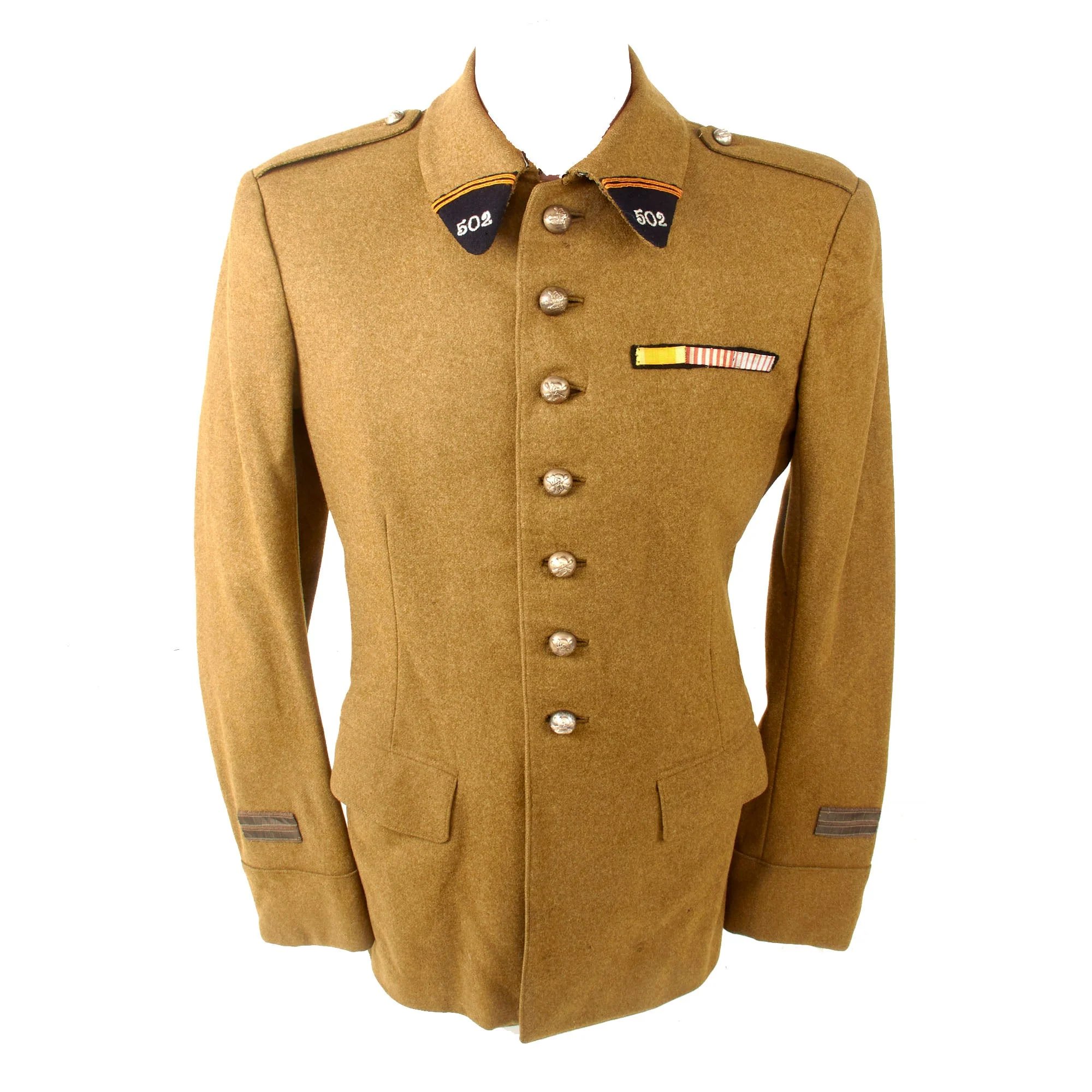 Original French WWII 502nd Tank Regiment Régiment de Chars de Combat Lieutenant Officer's Uniform Tunic with Ribbon Bar — image 2