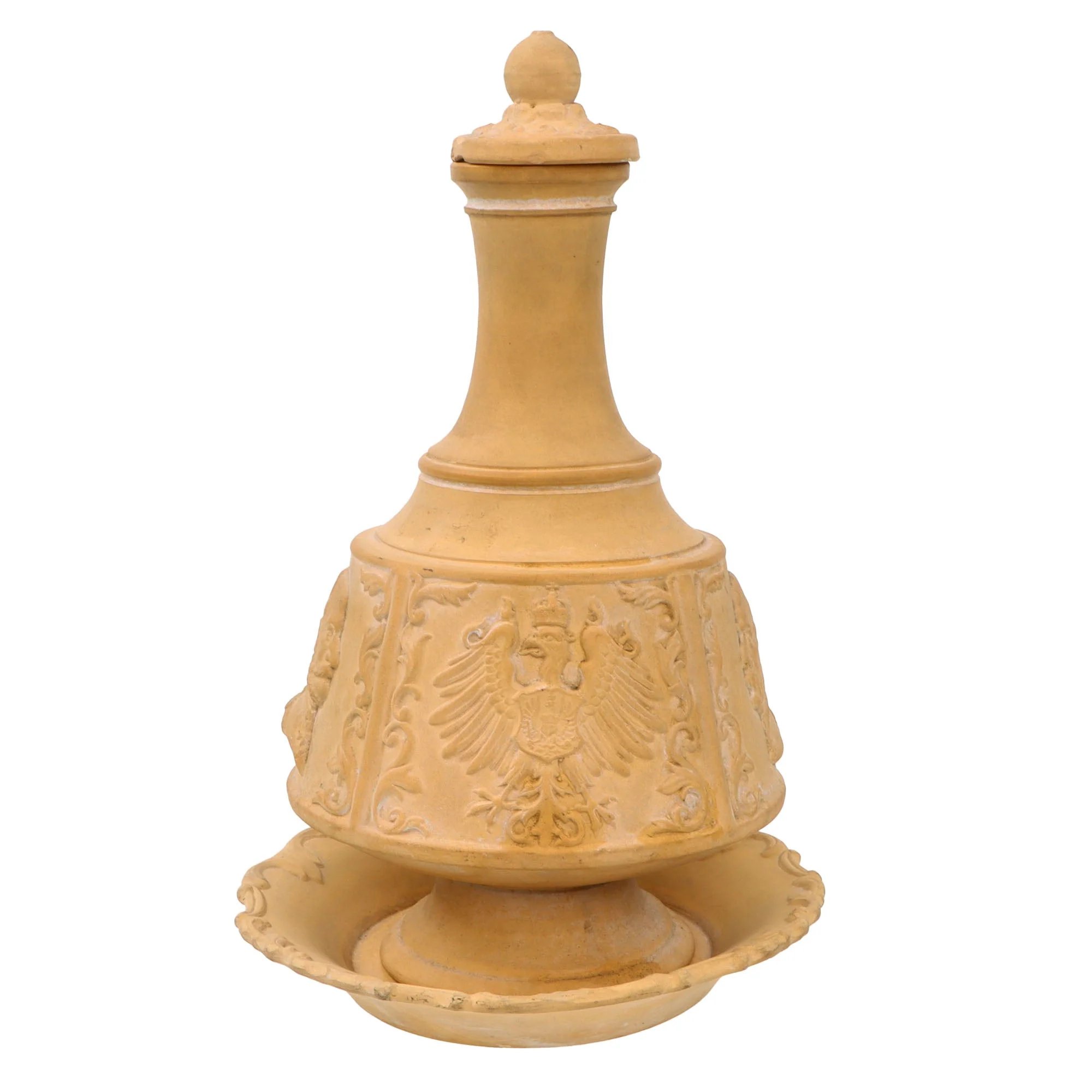 Original Imperial German Pre-WWI Large Ceramic Water Carafe Depicting Wilhelm I & Bismarck with Lid & Saucer — image 9