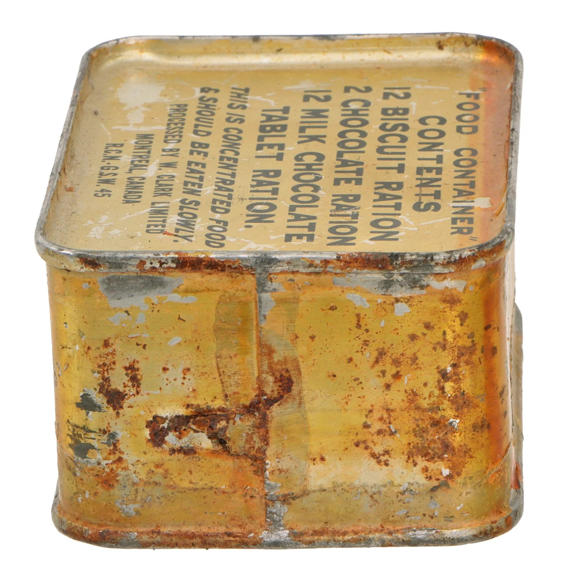 Original Canadian WWII 1945 Dated 'Food Container' Sealed Emergency Ration by W. Clark Limited — image 4