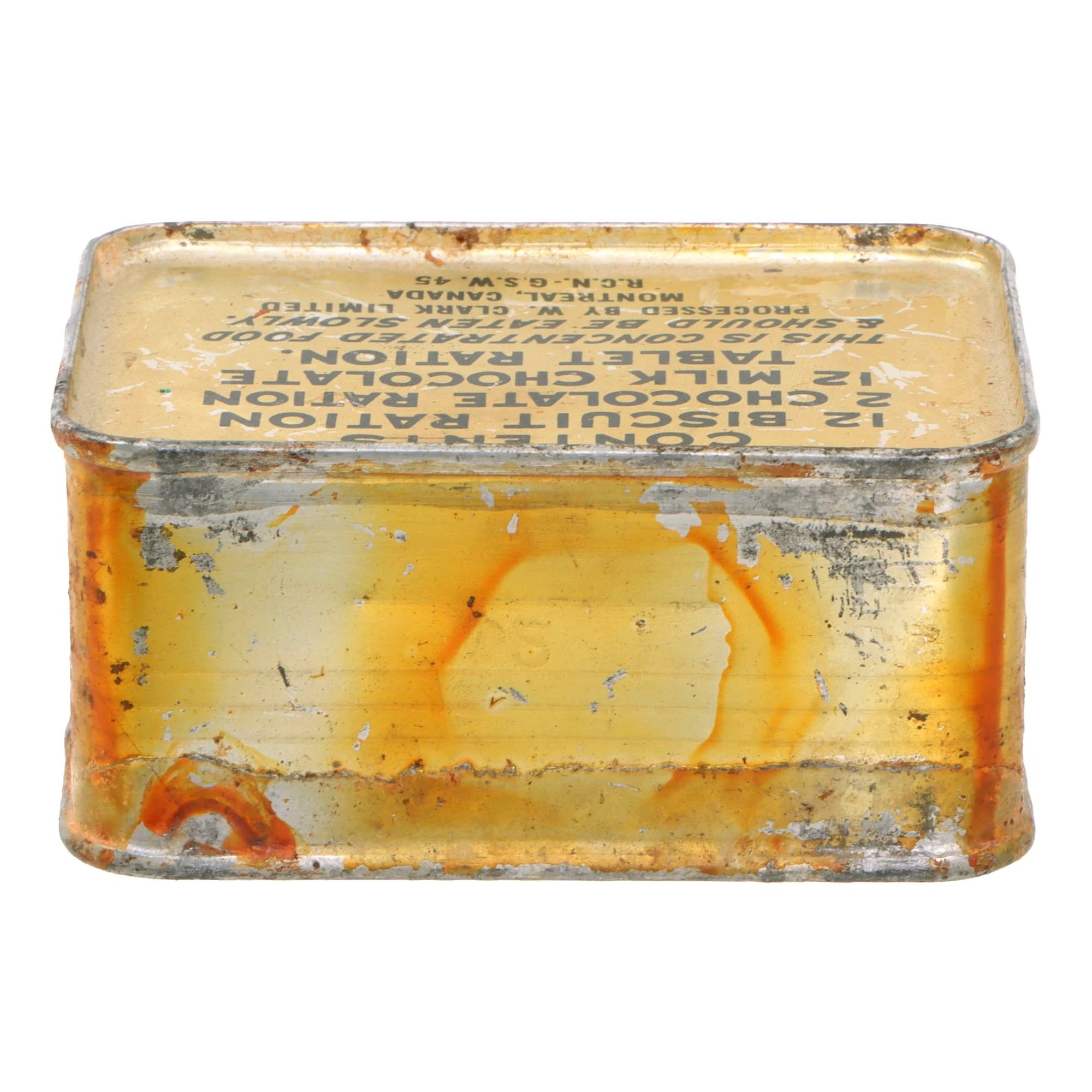 Original Canadian WWII 1945 Dated 'Food Container' Sealed Emergency Ration by W. Clark Limited — image 6