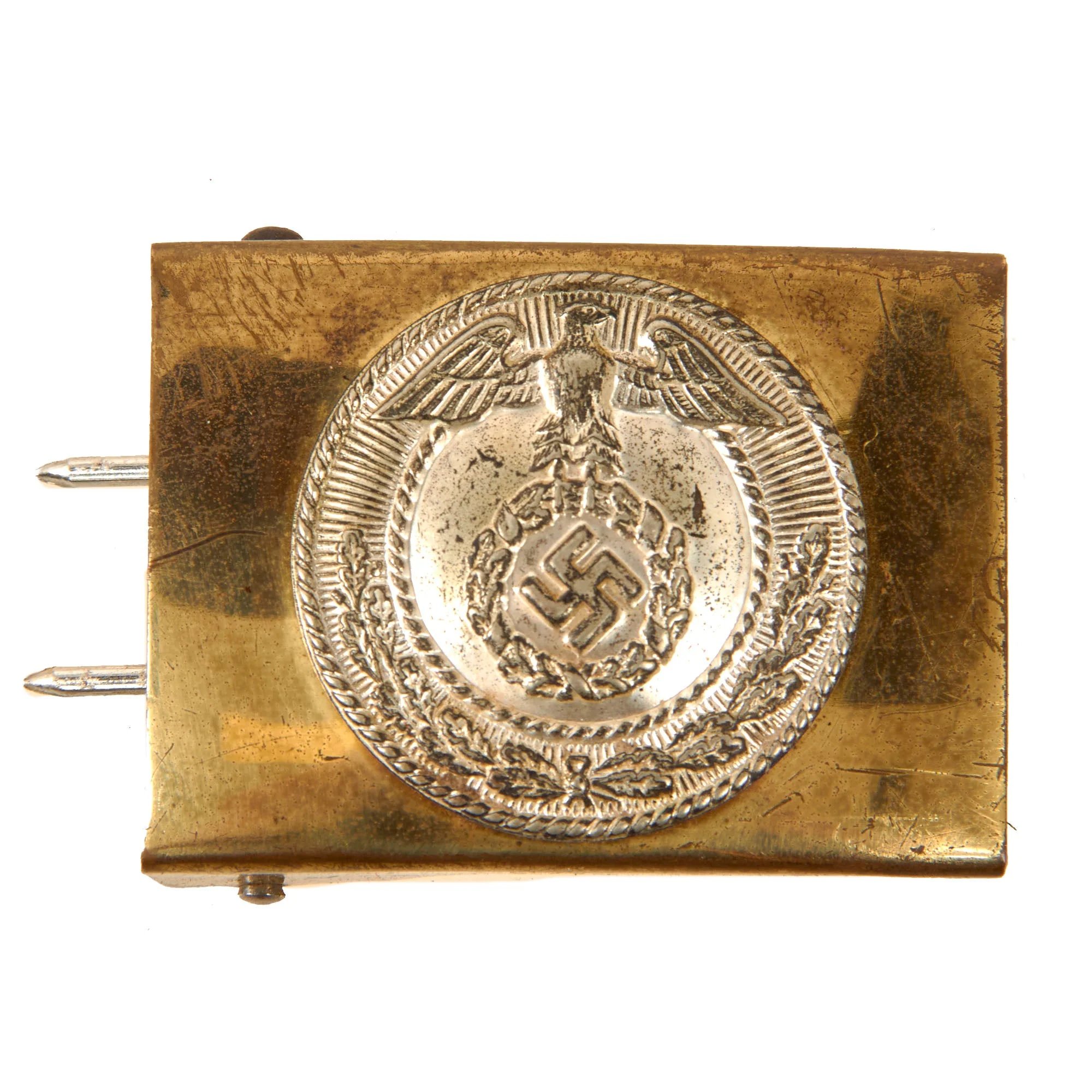 Original German WWII SA EM/NCO Belt with Two Piece Brass & Nickel Buckle - Sturmabteilung — image 9