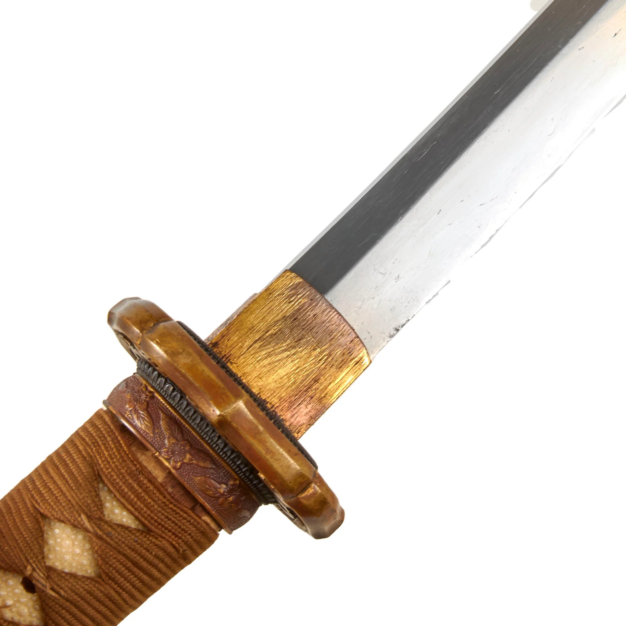 Original WWII Japanese Type 98 Shin-Gunto Katana with Handmade Edo Period Blade, Leather Handle Cover, Steel Scabbard, and Company Grade Tassel — image 12