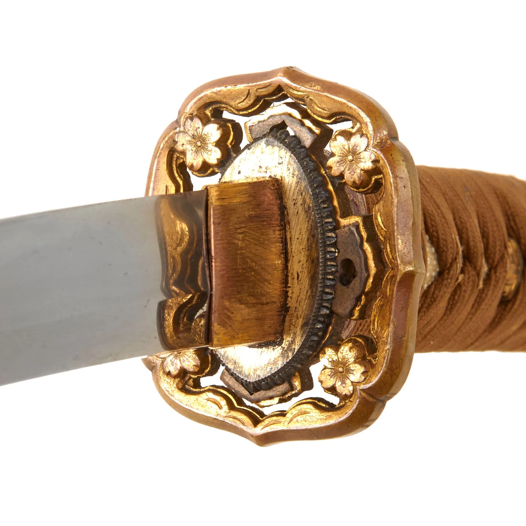 Original WWII Japanese Type 98 Shin-Gunto Katana with Handmade Edo Period Blade, Leather Handle Cover, Steel Scabbard, and Company Grade Tassel — image 13