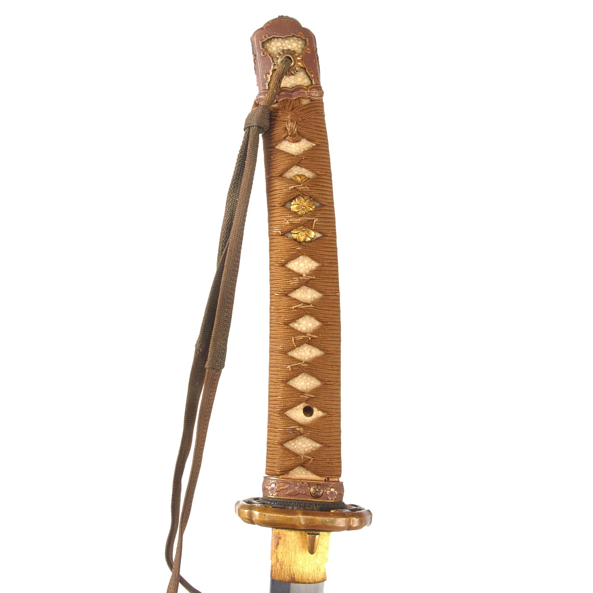 Original WWII Japanese Type 98 Shin-Gunto Katana with Handmade Edo Period Blade, Leather Handle Cover, Steel Scabbard, and Company Grade Tassel — image 14
