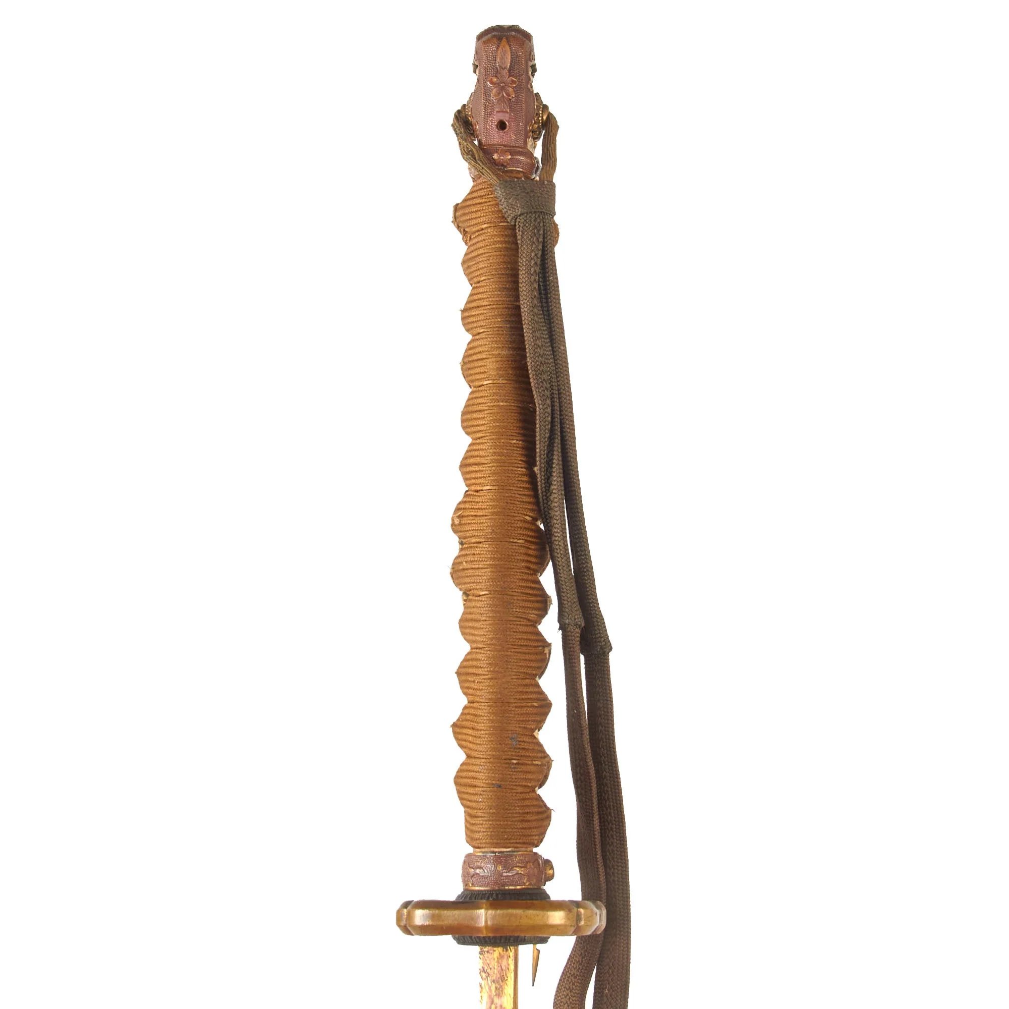 Original WWII Japanese Type 98 Shin-Gunto Katana with Handmade Edo Period Blade, Leather Handle Cover, Steel Scabbard, and Company Grade Tassel — image 16