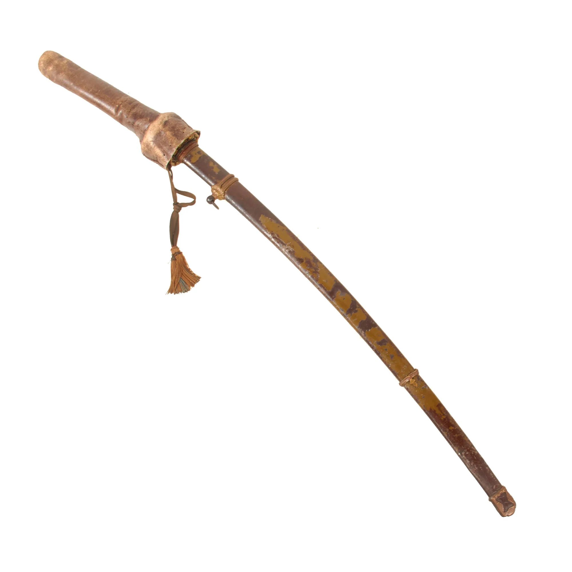 Original WWII Japanese Type 98 Shin-Gunto Katana with Handmade Edo Period Blade, Leather Handle Cover, Steel Scabbard, and Company Grade Tassel — image 19