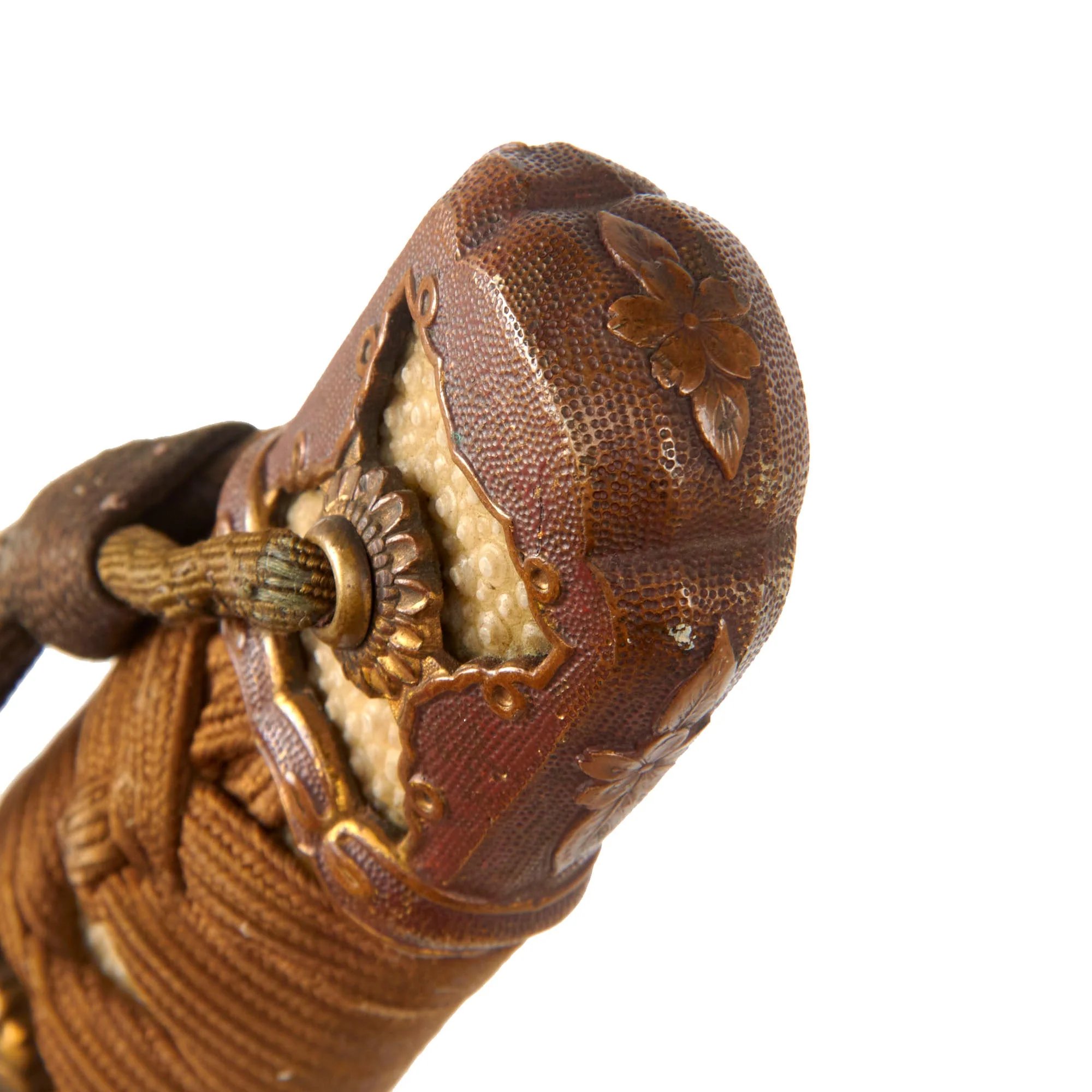 Original WWII Japanese Type 98 Shin-Gunto Katana with Handmade Edo Period Blade, Leather Handle Cover, Steel Scabbard, and Company Grade Tassel — image 6