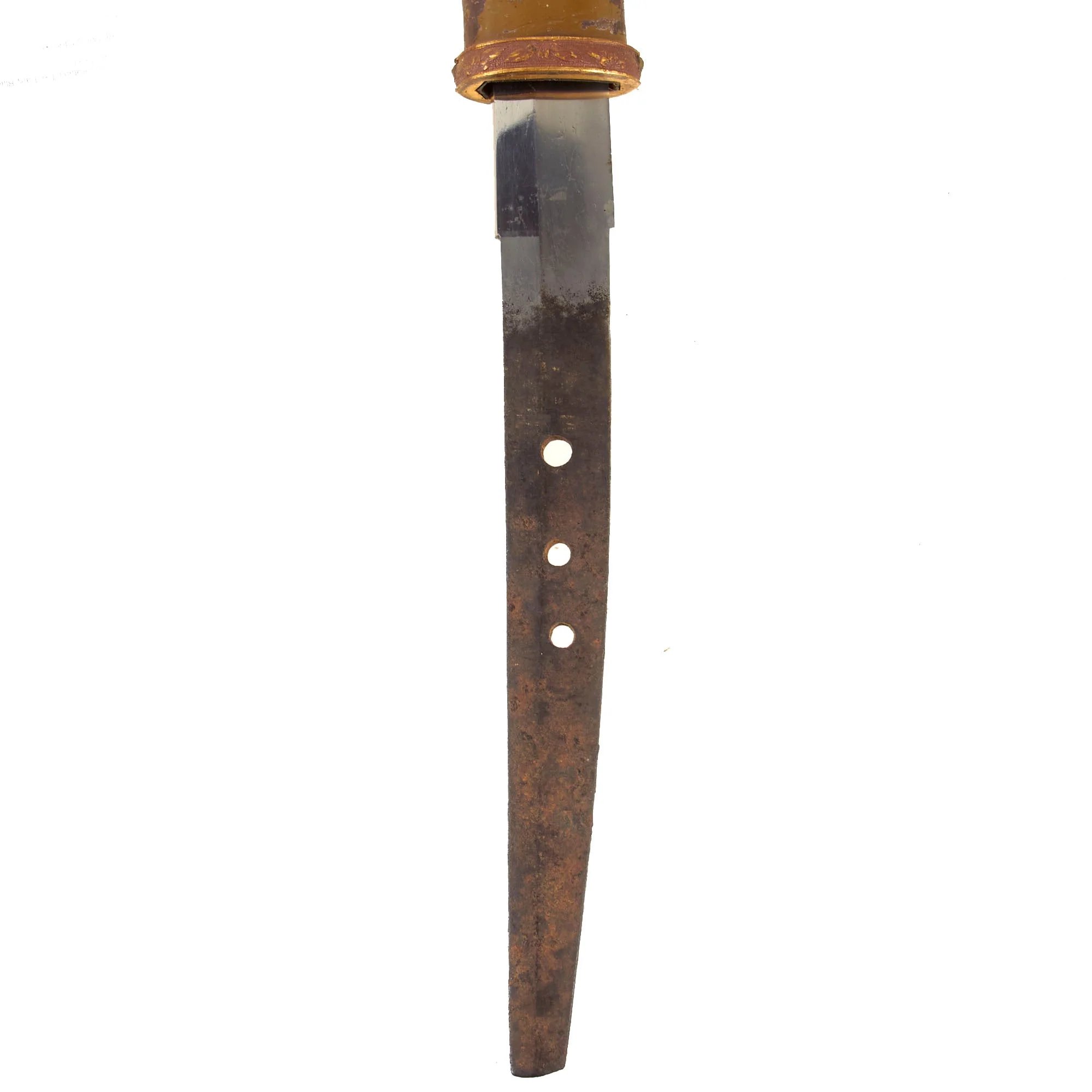 Original WWII Japanese Type 98 Shin-Gunto Katana with Handmade Edo Period Blade, Leather Handle Cover, Steel Scabbard, and Company Grade Tassel — image 7