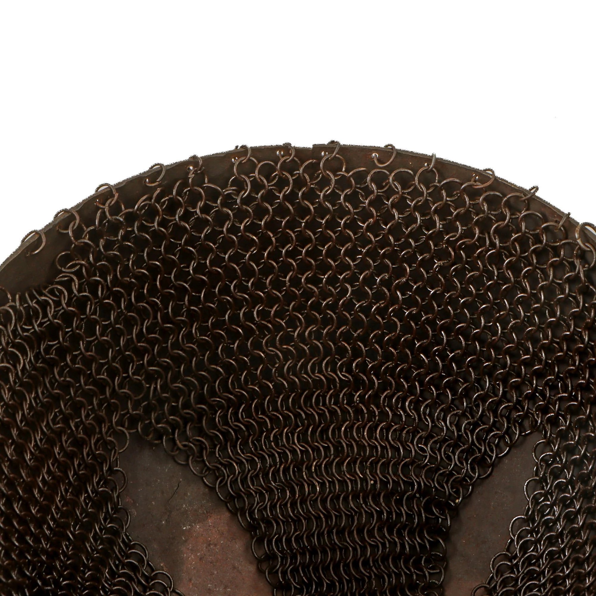 Original Magnificent Gold Inlaid & Etched Kulah Khud War Helmet with Chainmail Neck Covering and Lovely Carved Wooden Stand - Late 18th Century — image 14