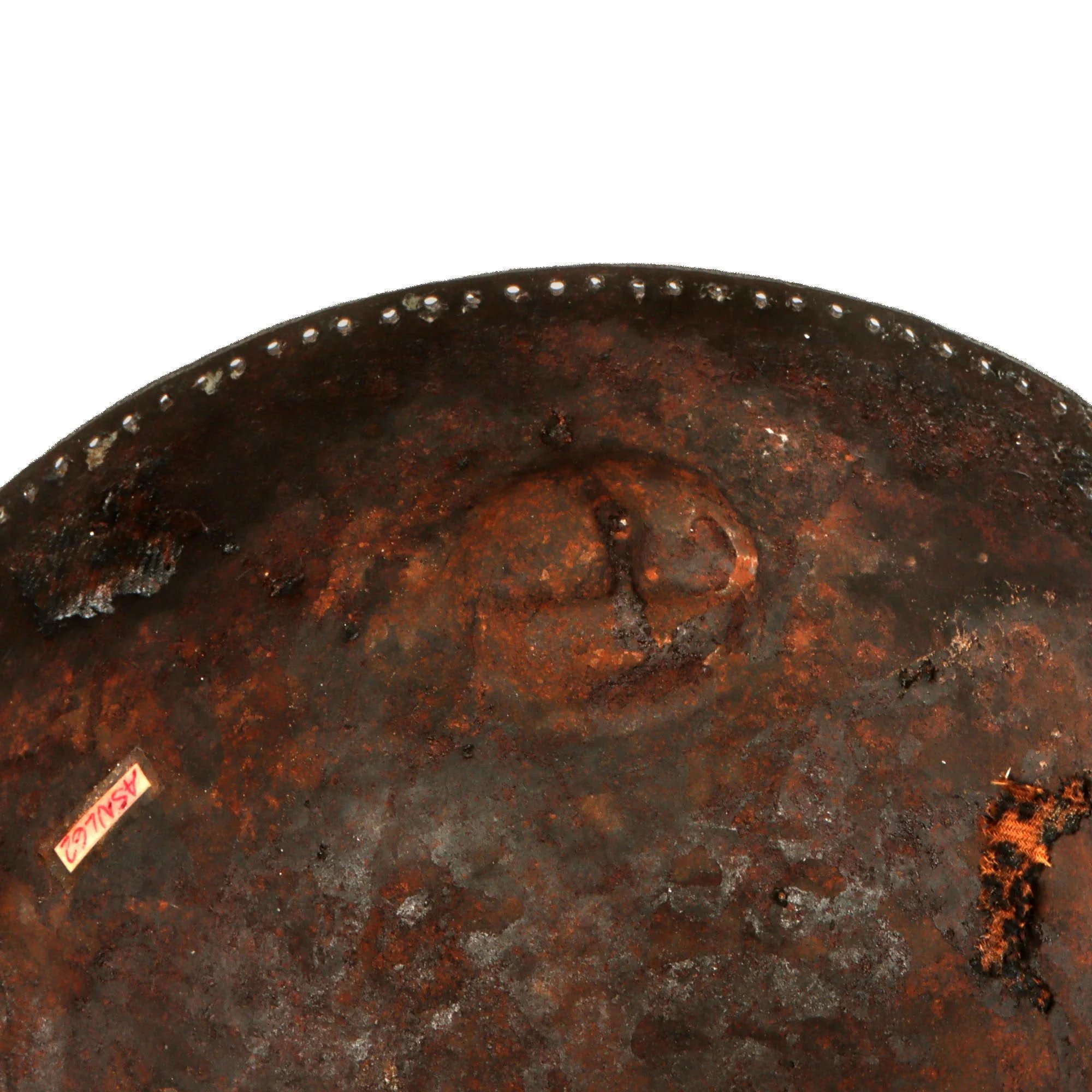 Original Magnificent North Indian Gold Inlaid Kulah Khud Spiked Sun Face War Helmet with Museum Catalog Tag - Circa 1800 — image 12