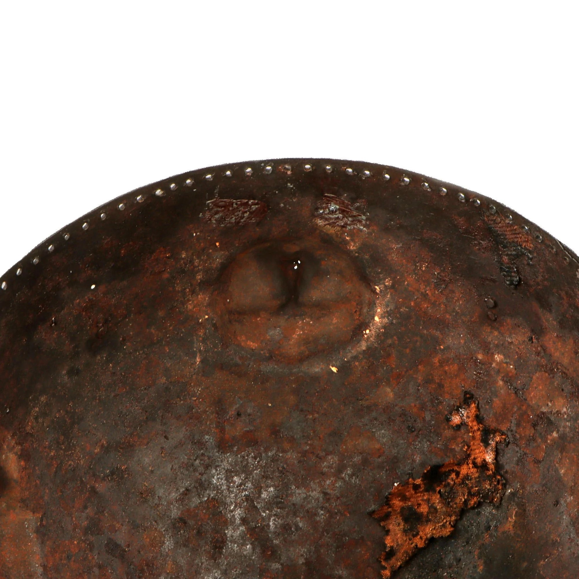 Original Magnificent North Indian Gold Inlaid Kulah Khud Spiked Sun Face War Helmet with Museum Catalog Tag - Circa 1800 — image 13