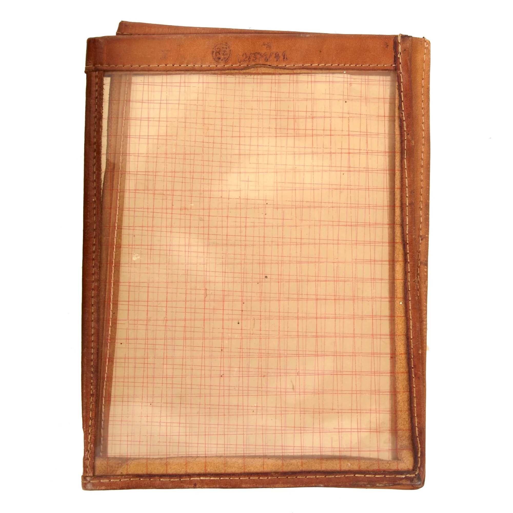 Original German WWII Officer M35 Brown Leather Dispatch Map Case with Insert & RZM Number — image 3