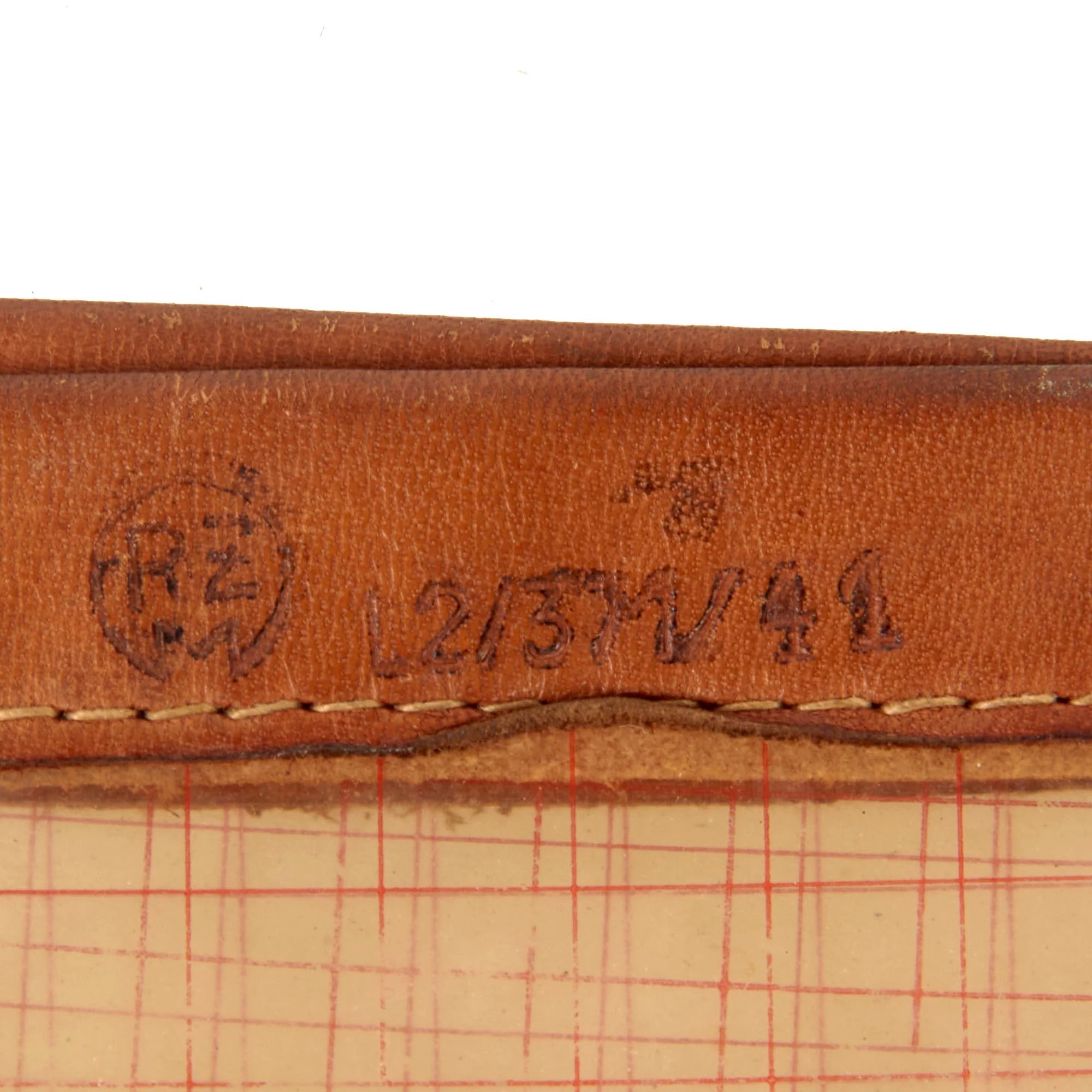 Original German WWII Officer M35 Brown Leather Dispatch Map Case with Insert & RZM Number — image 5