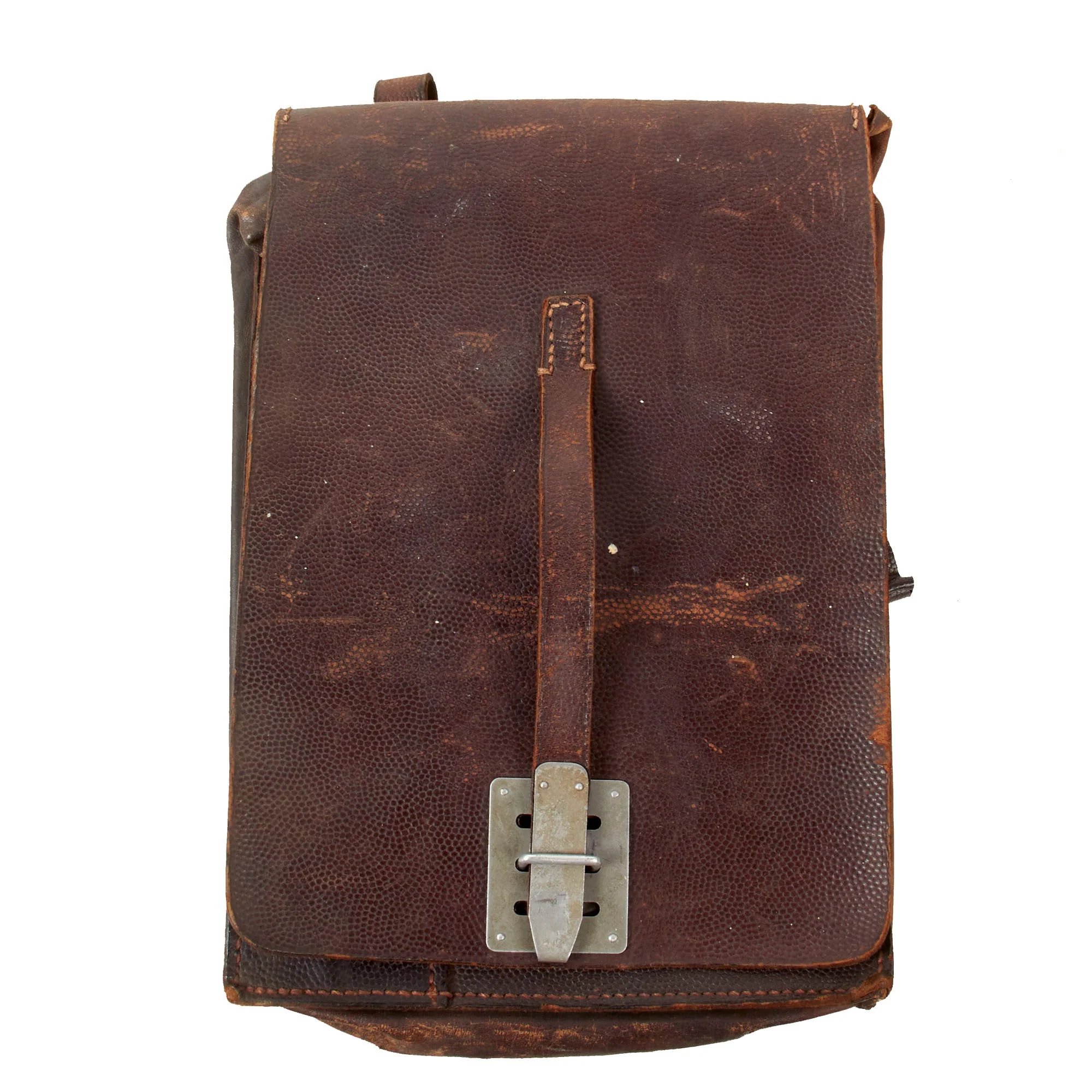 Original German WWII Officer M35 Brown Leather Dispatch Map Case with Insert & RZM Number — image 8