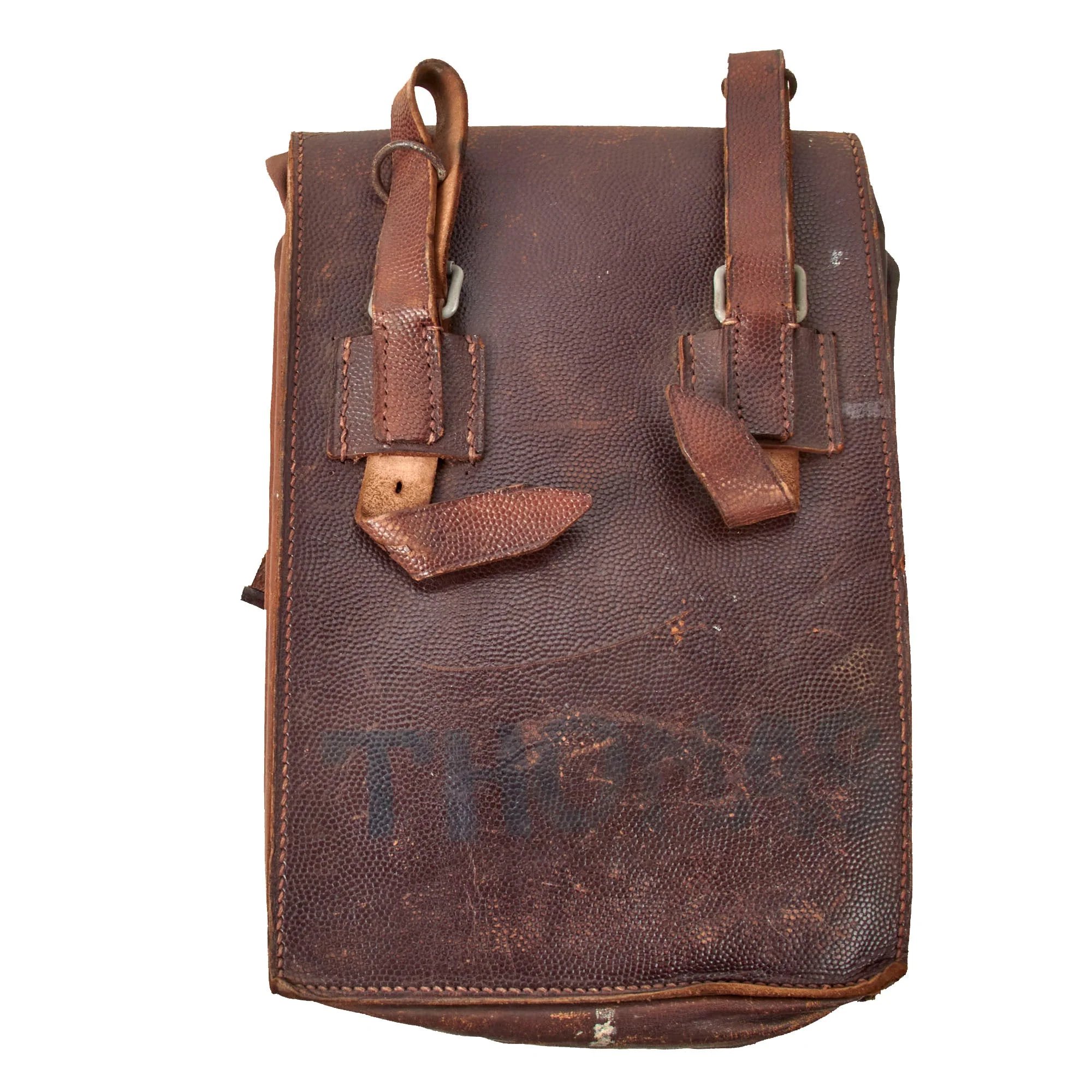 Original German WWII Officer M35 Brown Leather Dispatch Map Case with Insert & RZM Number — image 9