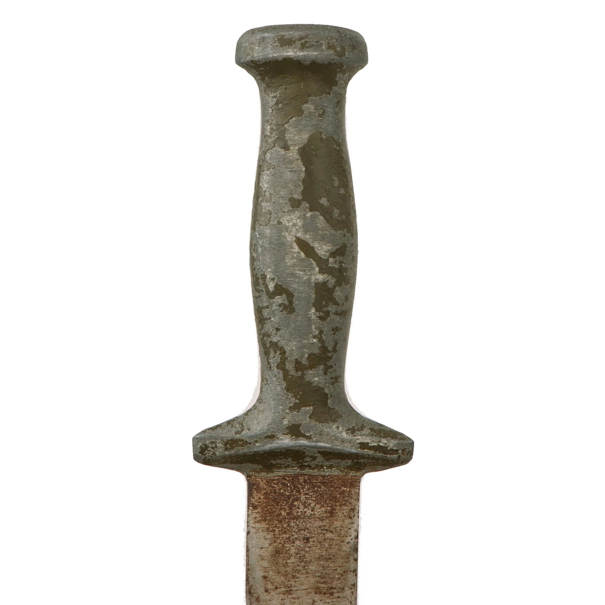 Original U.S. WWII Australian Made Fighting Knife with Cast OD Green-Painted Handle in Leather Sheath — image 8