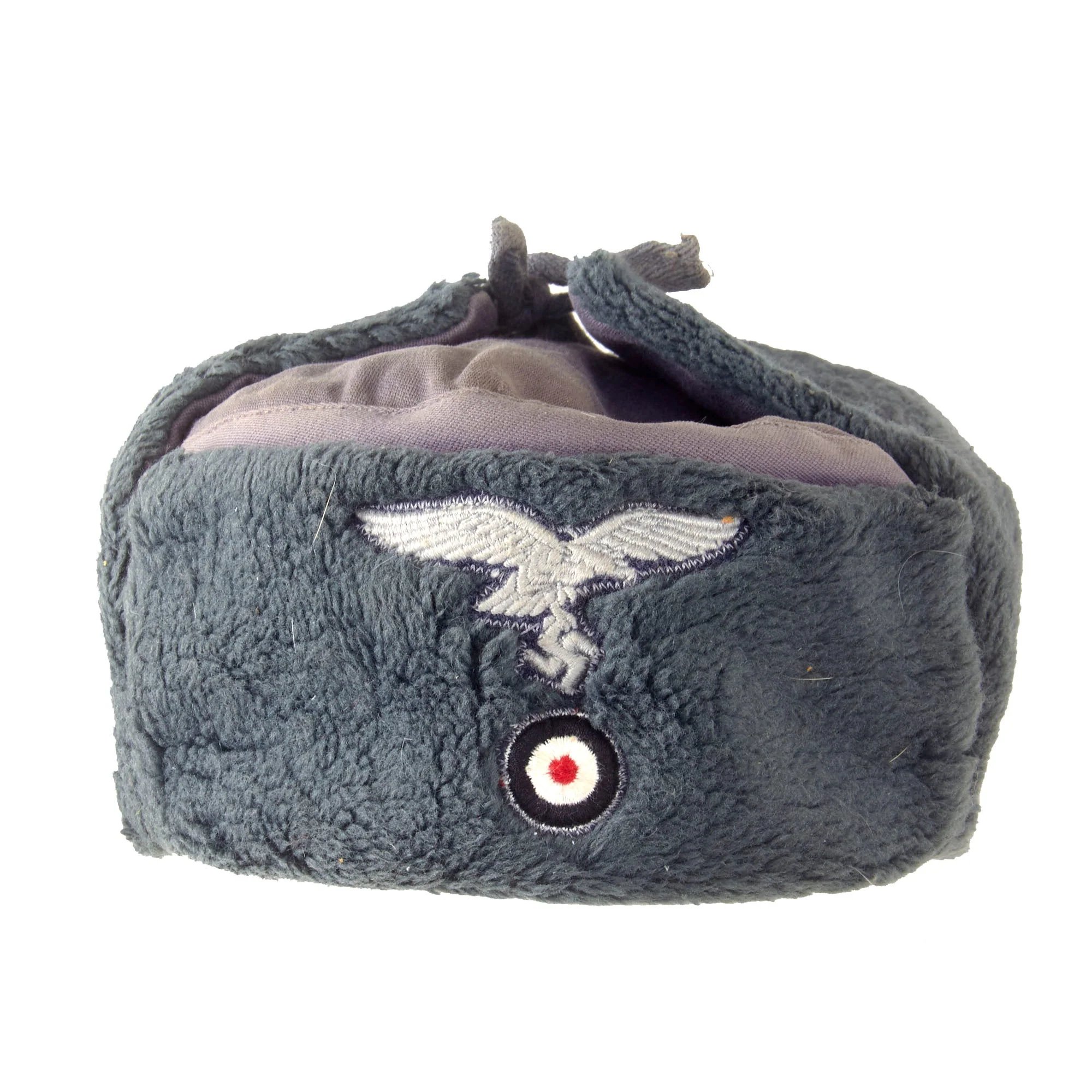 Original German WWII Eastern Front Luftwaffe Soviet Ushanka Style Insulated Winter Cap — image 2